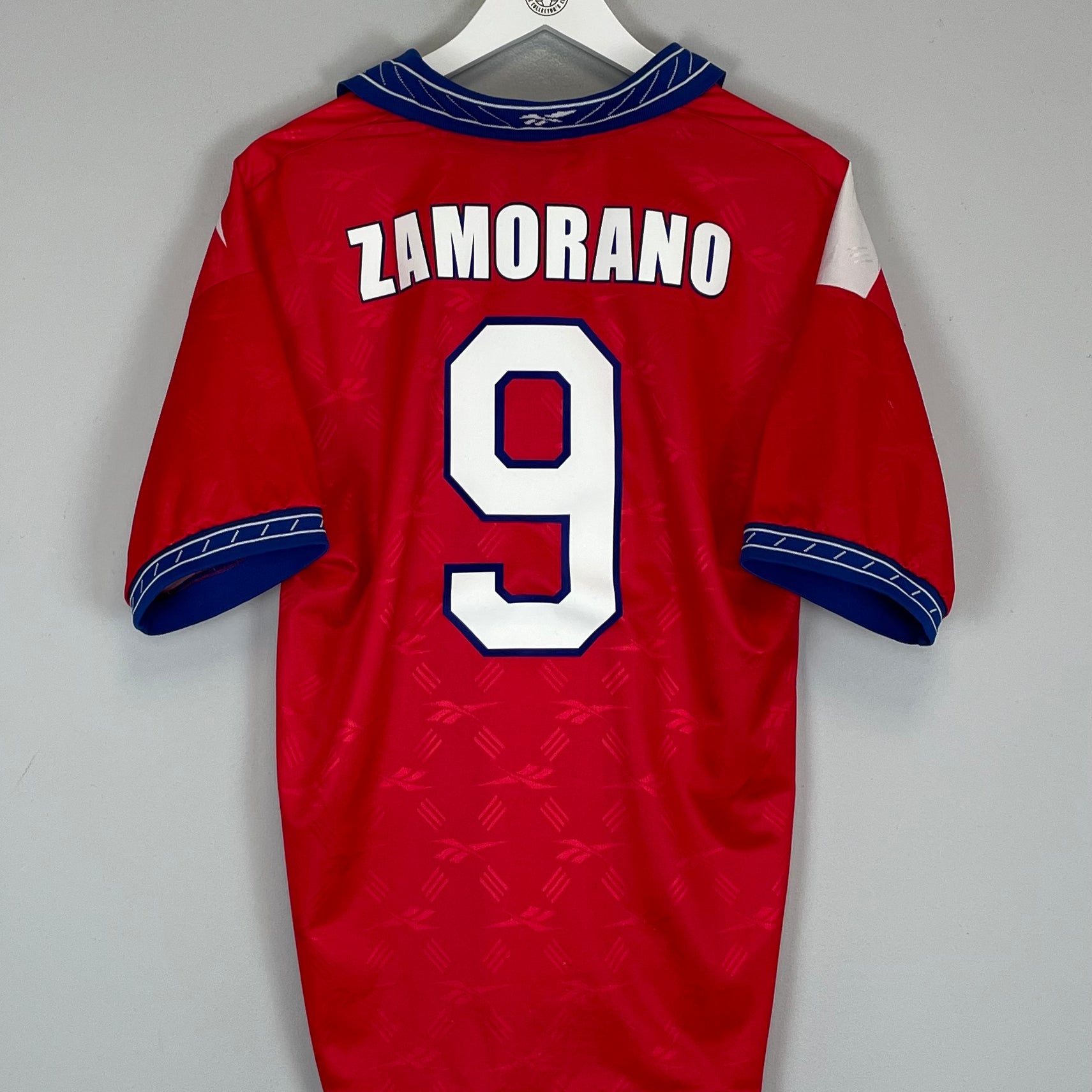 Shop 1997/99 CHILE ZAMORANO #9 HOME SHIRT (M) REEBOK, classic football shirts, vintage football shirts & retro soccer jerseys at Cult Kits