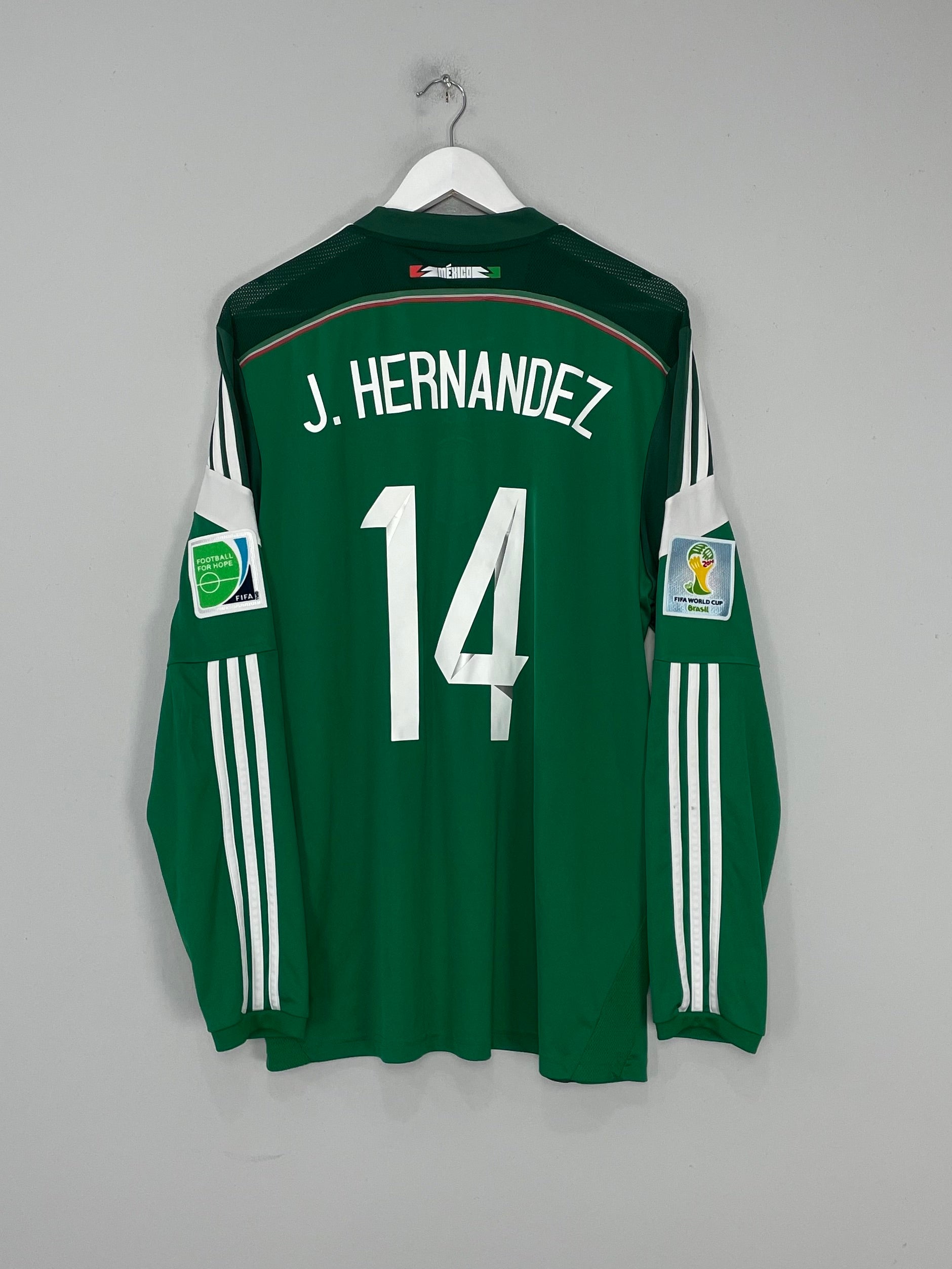 Shop 2014/15 MEXICO J.HERNANDEZ #14 L/S HOME SHIRT (XL) ADIDAS, classic football shirts, vintage football shirts & retro soccer jerseys at Cult Kits