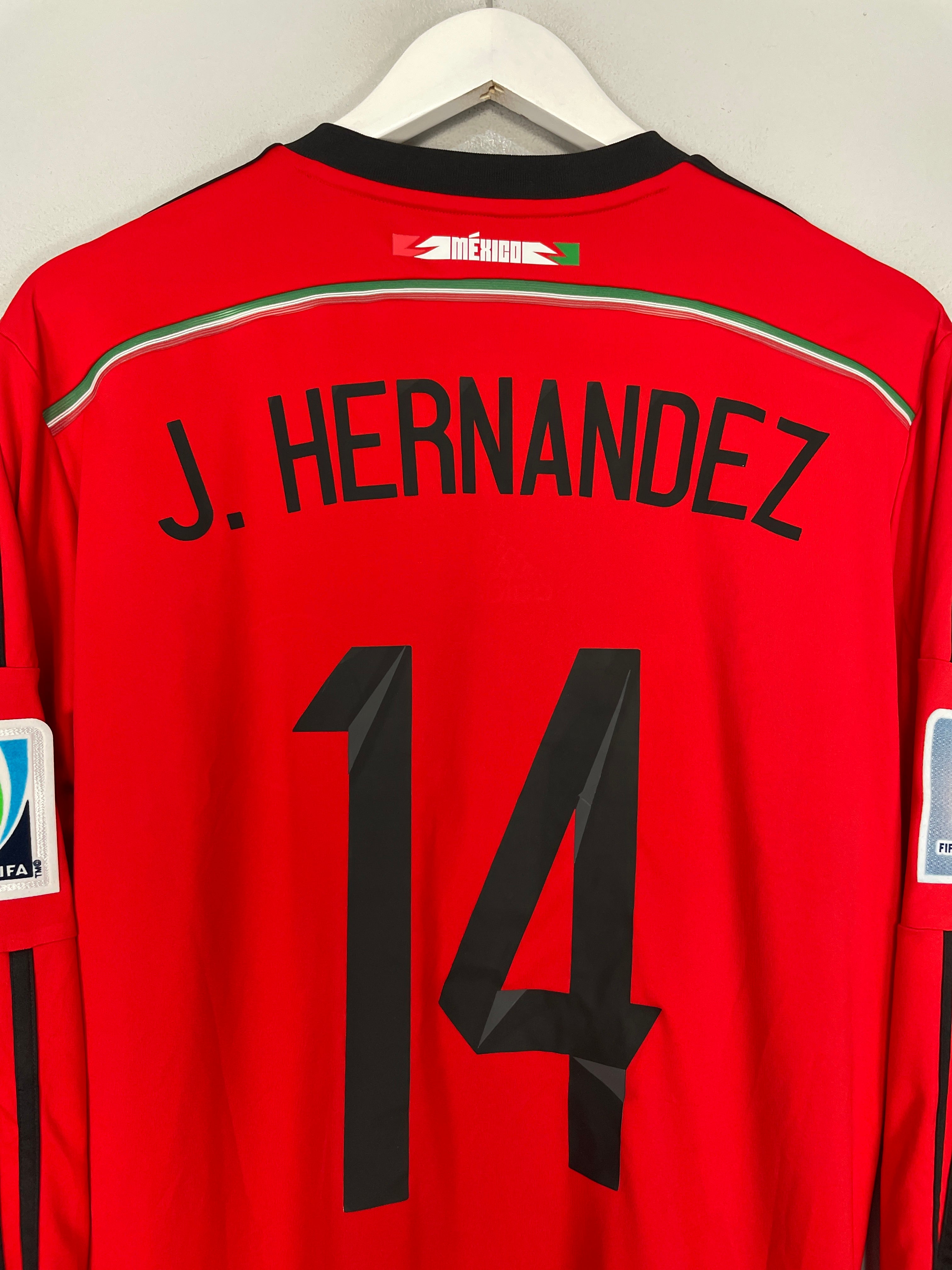 Shop 2014/15 MEXICO J.HERNANDEZ #14 L/S AWAY SHIRT (L) ADIDAS, classic football shirts, vintage football shirts & retro soccer jerseys at Cult Kits