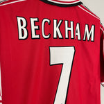 Shop 1998/00 MANCHESTER UNITED BECKHAM #7 HOME SHIRT (L) UMBRO, classic football shirts, vintage football shirts & retro soccer jerseys at Cult Kits