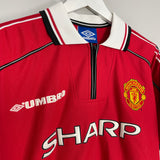 Shop 1998/00 MANCHESTER UNITED BECKHAM #7 HOME SHIRT (L) UMBRO, classic football shirts, vintage football shirts & retro soccer jerseys at Cult Kits