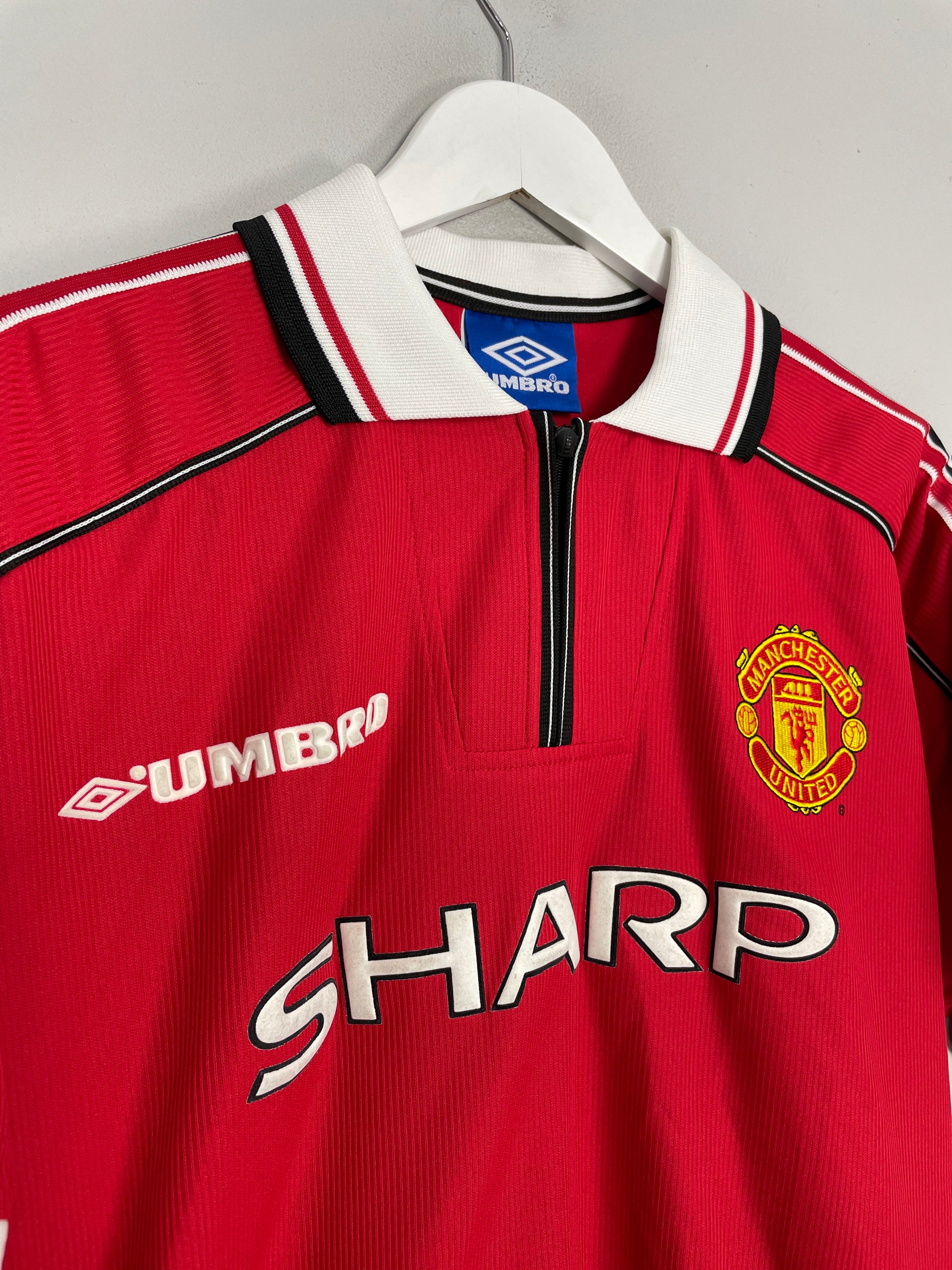 Shop 1998/00 MANCHESTER UNITED BECKHAM #7 HOME SHIRT (L) UMBRO, classic football shirts, vintage football shirts & retro soccer jerseys at Cult Kits