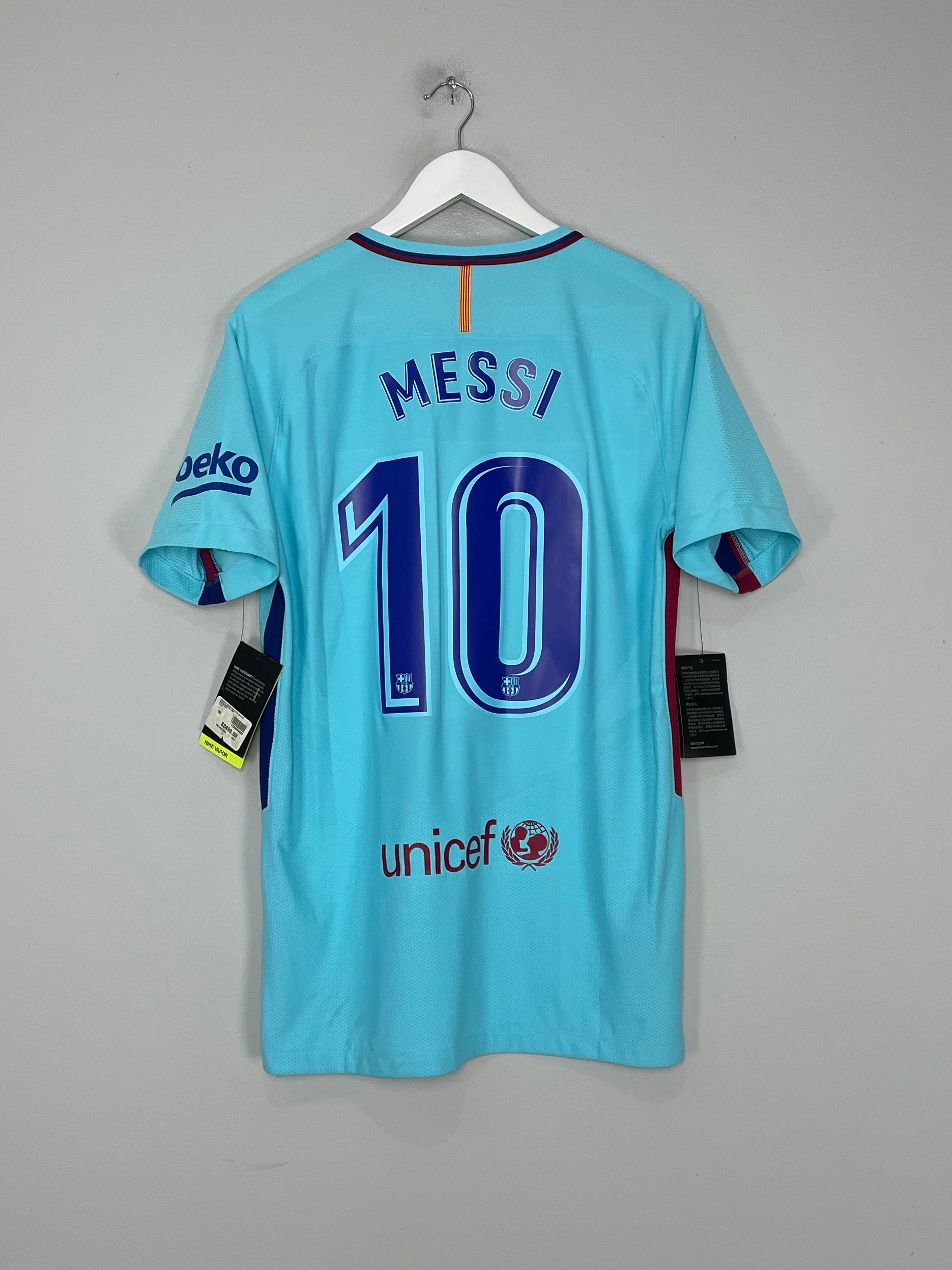 Shop 2017/18 BARCELONA MESSI #10 *AUTHENTIC* BNWT AWAY SHIRT (L) NIKE, classic football shirts, vintage football shirts & retro soccer jerseys at Cult Kits