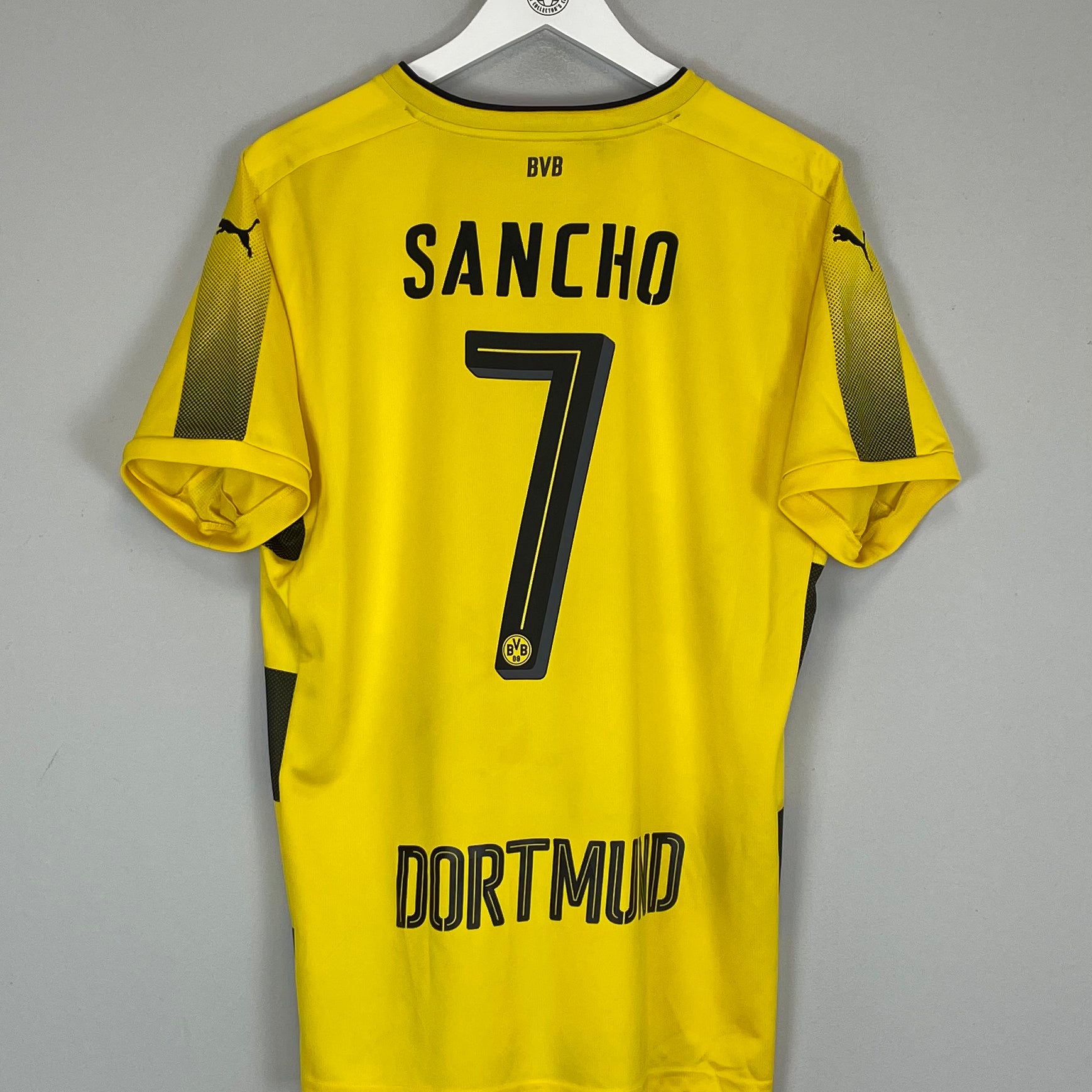 Shop 2017/18 DORTMUND SANCHO #7 HOME SHIRT (L) PUMA, classic football shirts, vintage football shirts & retro soccer jerseys at Cult Kits