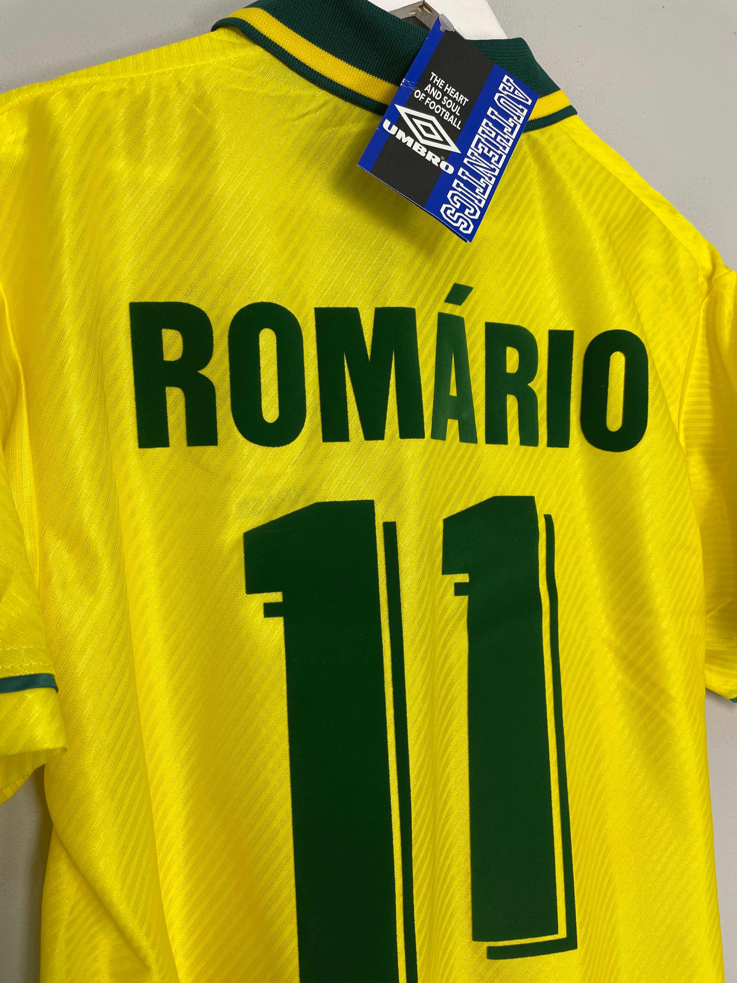 Shop 1994/96 BRAZIL ROMARIO #11 *BNWT* HOME SHIRT (M) UMBRO, classic football shirts, vintage football shirts & retro soccer jerseys at Cult Kits