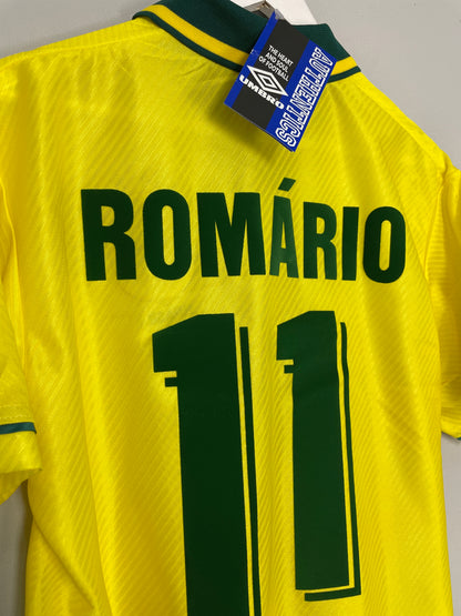 1994/96 BRAZIL ROMARIO #11 *BNWT* HOME SHIRT (M) UMBRO