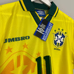 Shop 1994/96 BRAZIL ROMARIO #11 *BNWT* HOME SHIRT (M) UMBRO, classic football shirts, vintage football shirts & retro soccer jerseys at Cult Kits