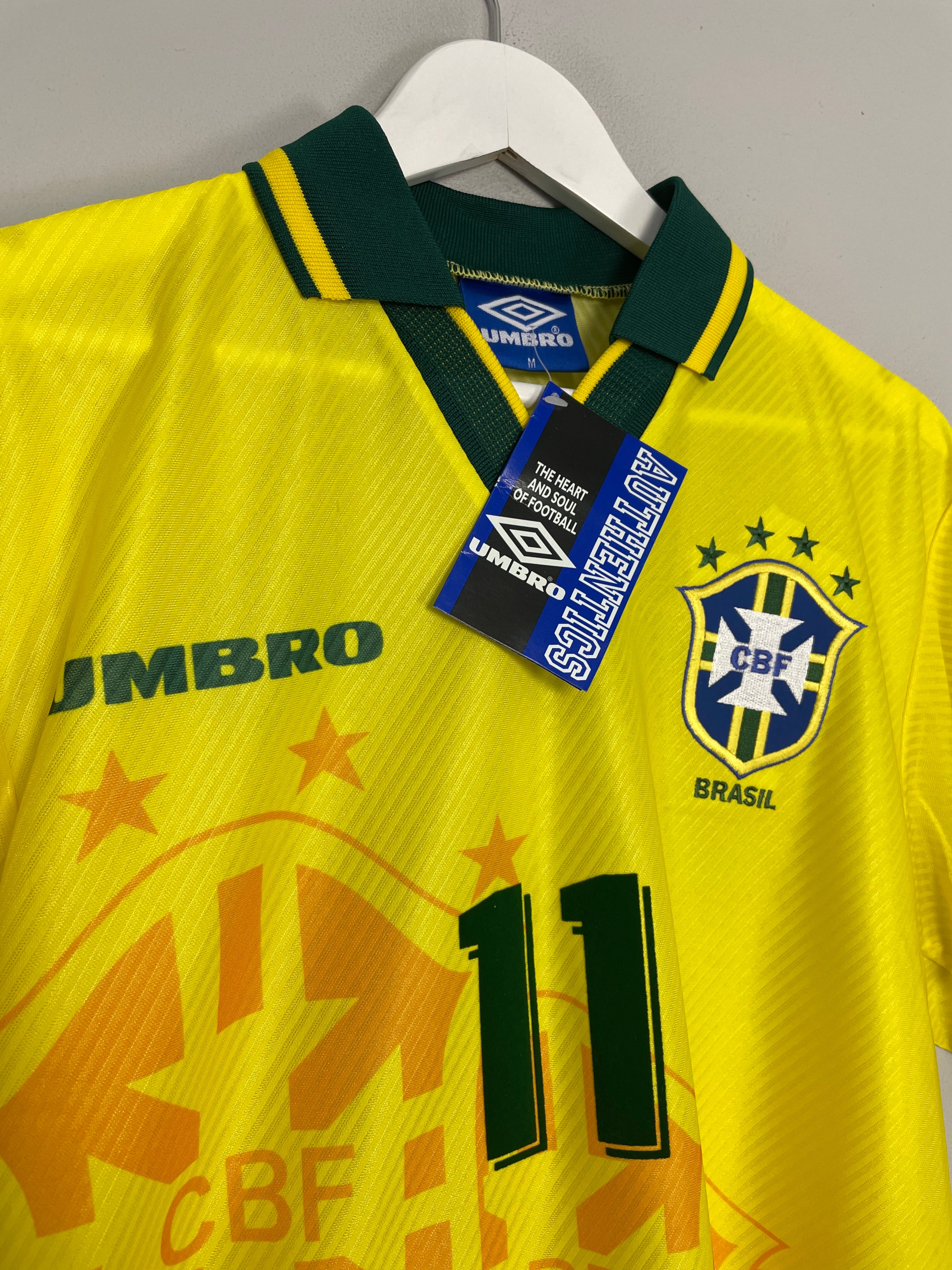 Shop 1994/96 BRAZIL ROMARIO #11 *BNWT* HOME SHIRT (M) UMBRO, classic football shirts, vintage football shirts & retro soccer jerseys at Cult Kits