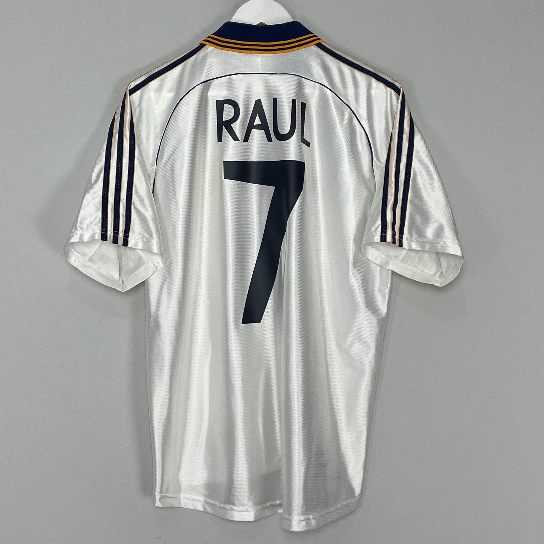 Shop 1998/00 REAL MADRID RAUL #7 HOME SHIRT (M) ADIDAS, classic football shirts, vintage football shirts & retro soccer jerseys at Cult Kits