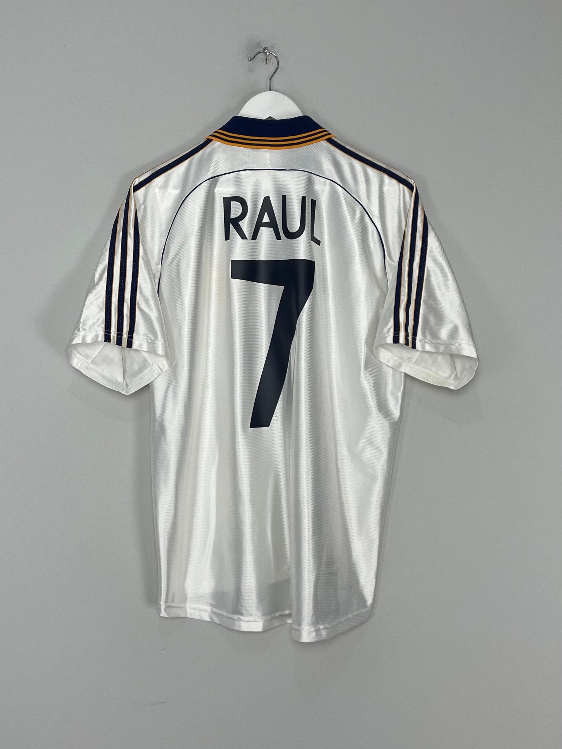 Shop 1998/00 REAL MADRID RAUL #7 HOME SHIRT (M) ADIDAS, classic football shirts, vintage football shirts & retro soccer jerseys at Cult Kits