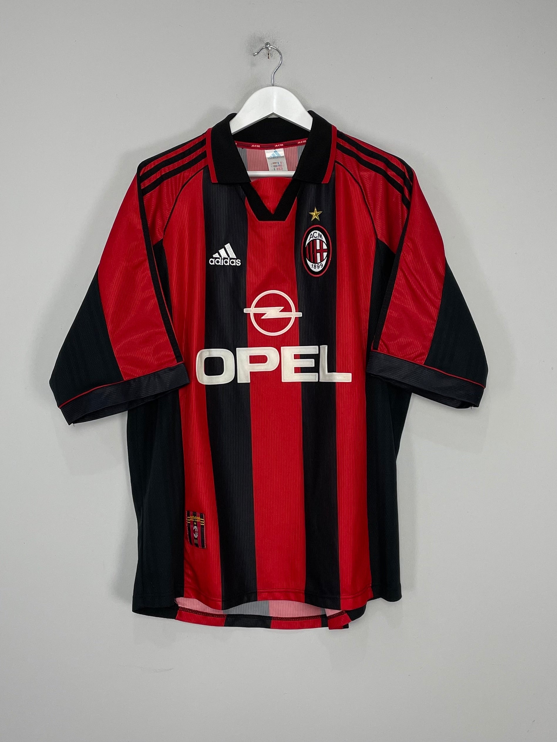 Shop 1998/00 AC MILAN MALDINI #3 HOME SHIRT (XL) ADIDAS, classic football shirts, vintage football shirts & retro soccer jerseys at Cult Kits