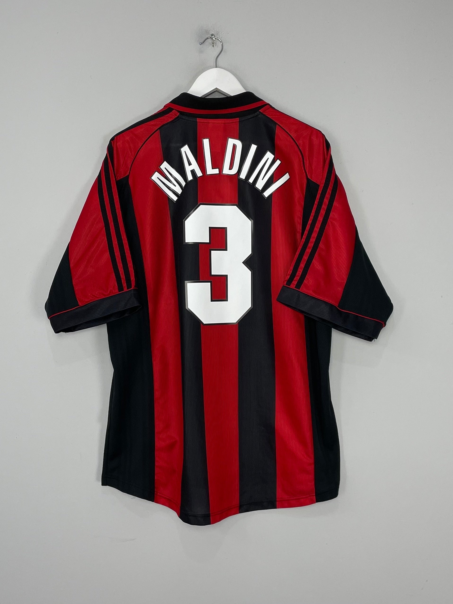Shop 1998/00 AC MILAN MALDINI #3 HOME SHIRT (XL) ADIDAS, classic football shirts, vintage football shirts & retro soccer jerseys at Cult Kits
