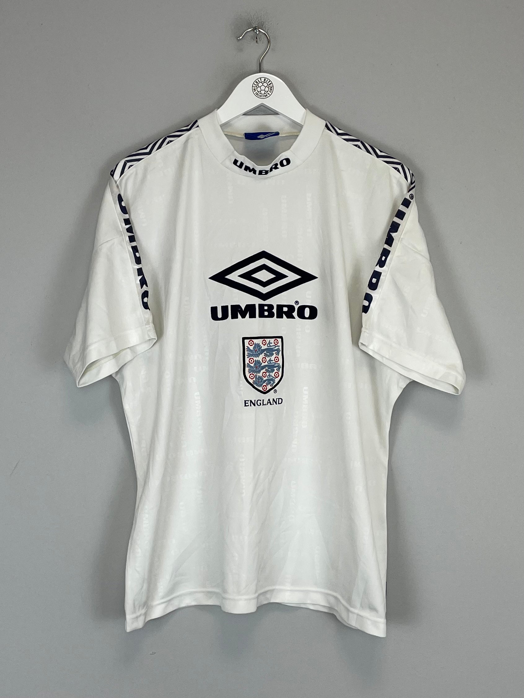 Shop 1998 ENGLAND TRAINING SHIRT (L) UMBRO, classic football shirts, vintage football shirts & retro soccer jerseys at Cult Kits