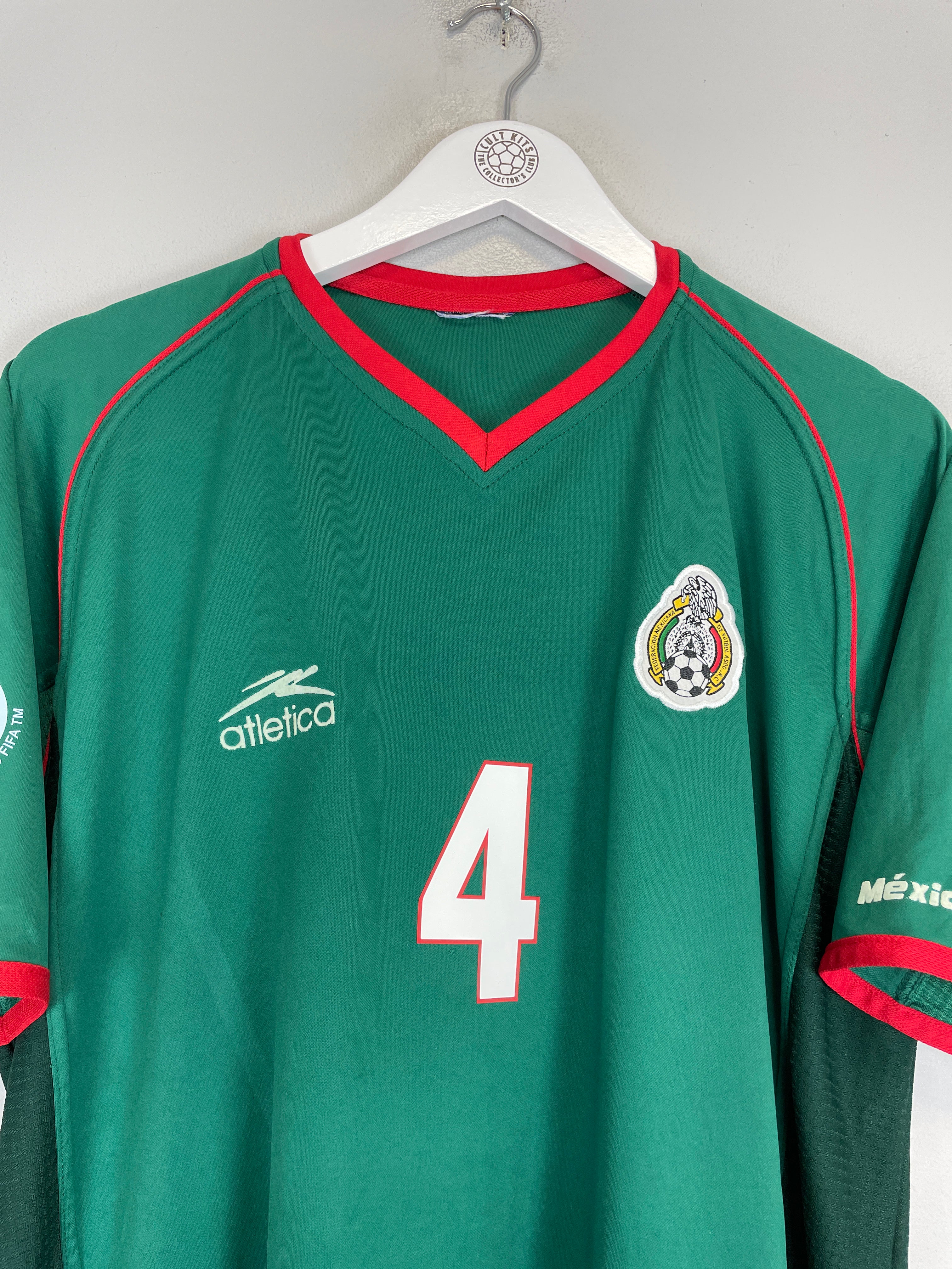 Shop 2002/03 MEXICO R.MARQUEZ #4 HOME SHIRT (M) ATLETICA, classic football shirts, vintage football shirts & retro soccer jerseys at Cult Kits