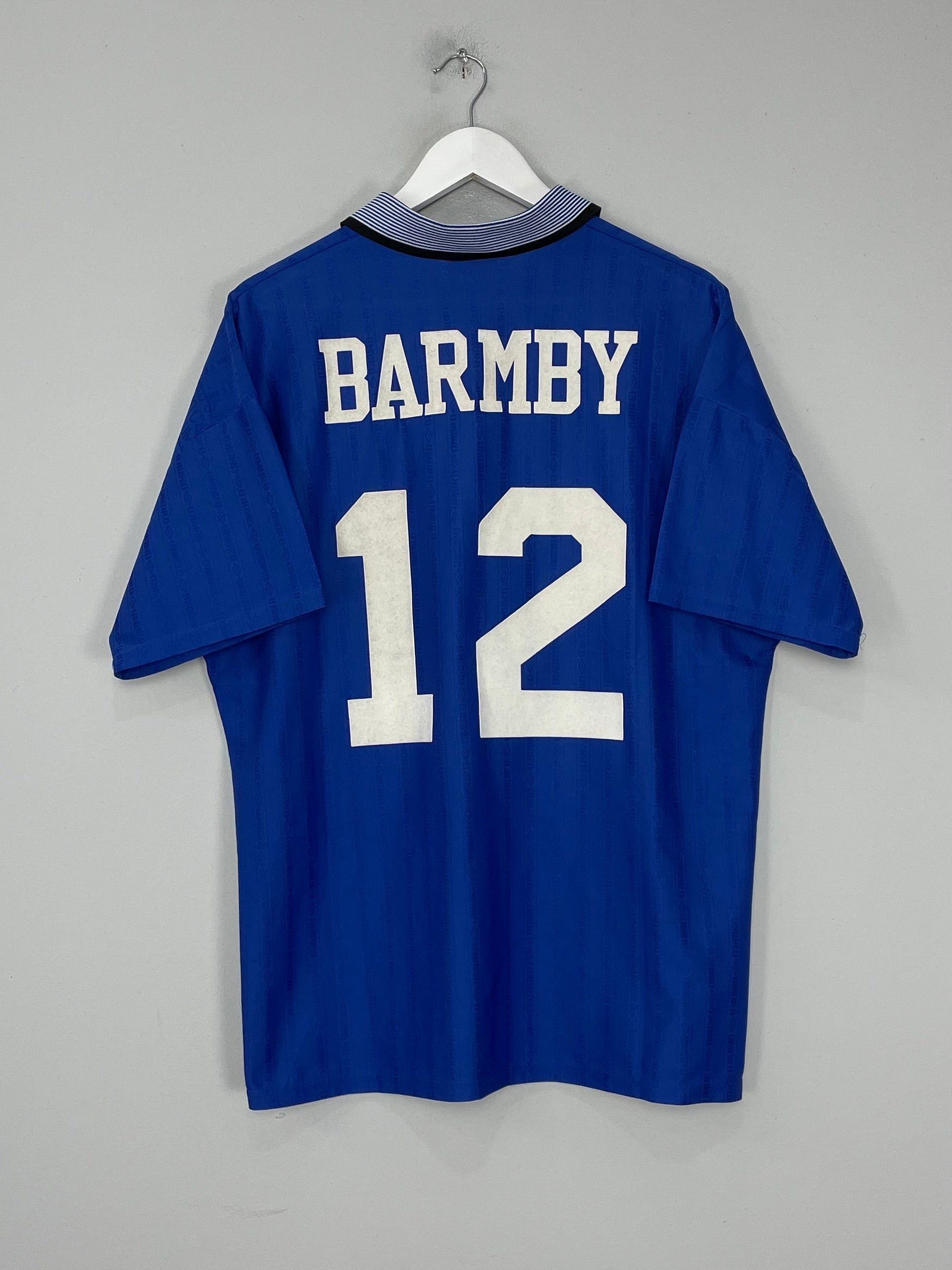 Shop 1995/97 EVERTON BARMBY #12 HOME SHIRT (L) UMBRO, classic football shirts, vintage football shirts & retro soccer jerseys at Cult Kits