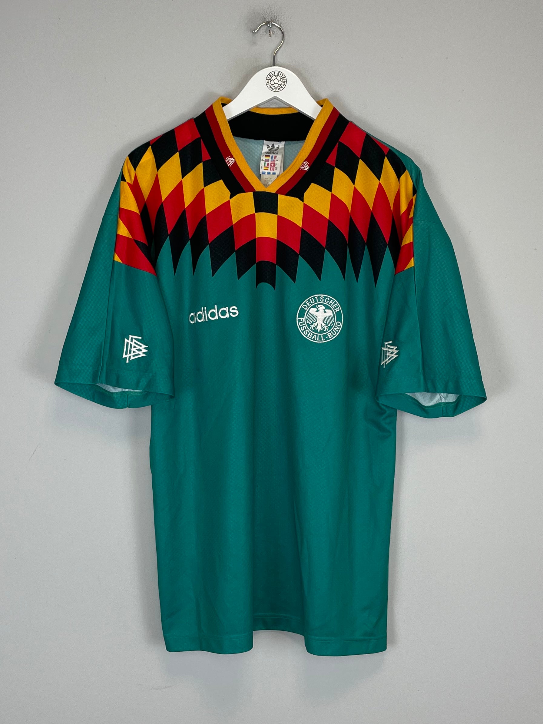Shop 1994/96 GERMANY AWAY SHIRT (L) ADIDAS, classic football shirts, vintage football shirts & retro soccer jerseys at Cult Kits