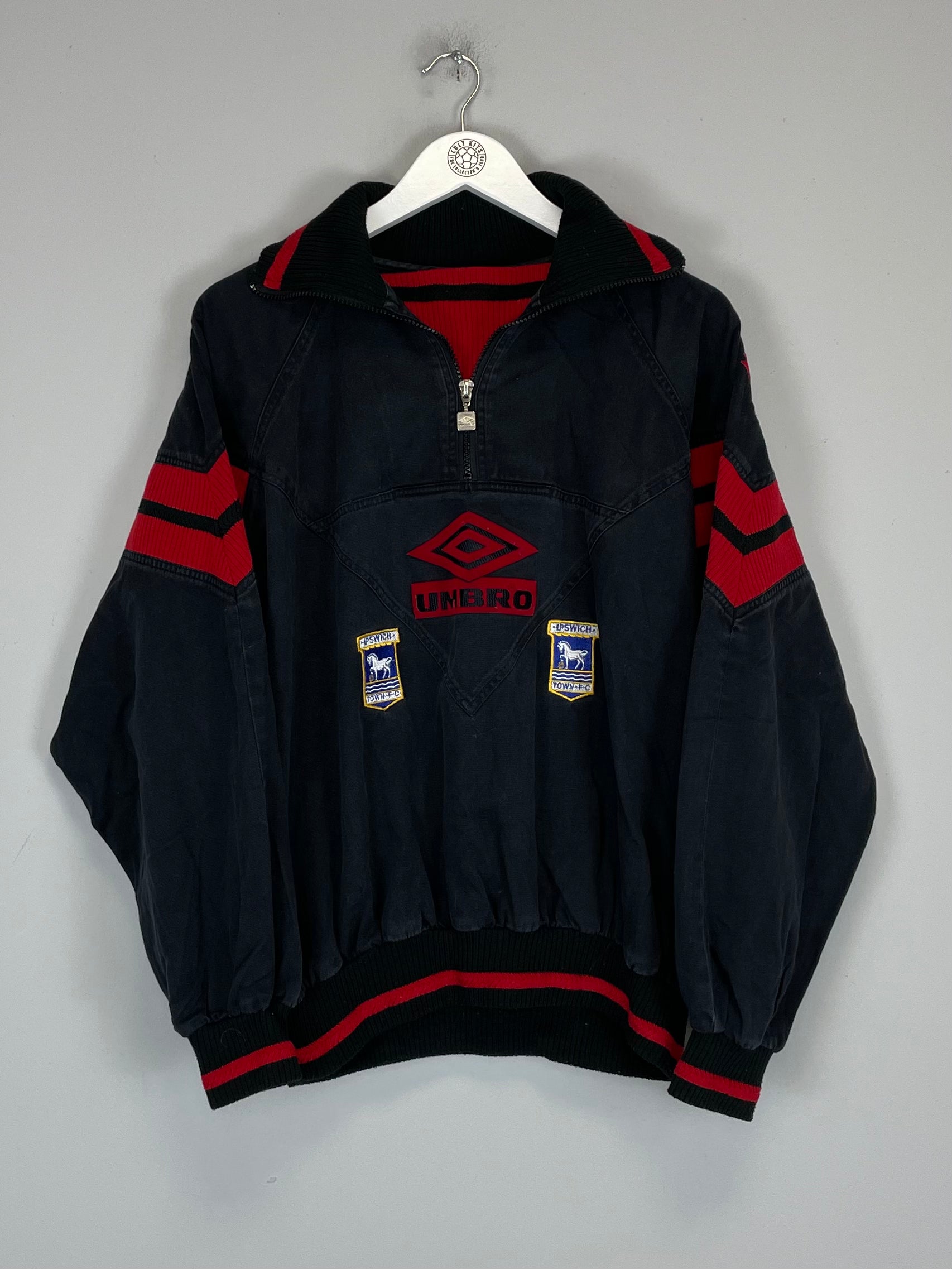 Shop 1993/95 IPSWICH TOWN *PLAYER ISSUE* 1/4 ZIP (M) UMBRO, classic football shirts, vintage football shirts & retro soccer jerseys at Cult Kits