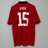Shop 2013/14 MANCHESTER UNITED VIDIC #15 HOME SHIRT (XL) NIKE, classic football shirts, vintage football shirts & retro soccer jerseys at Cult Kits