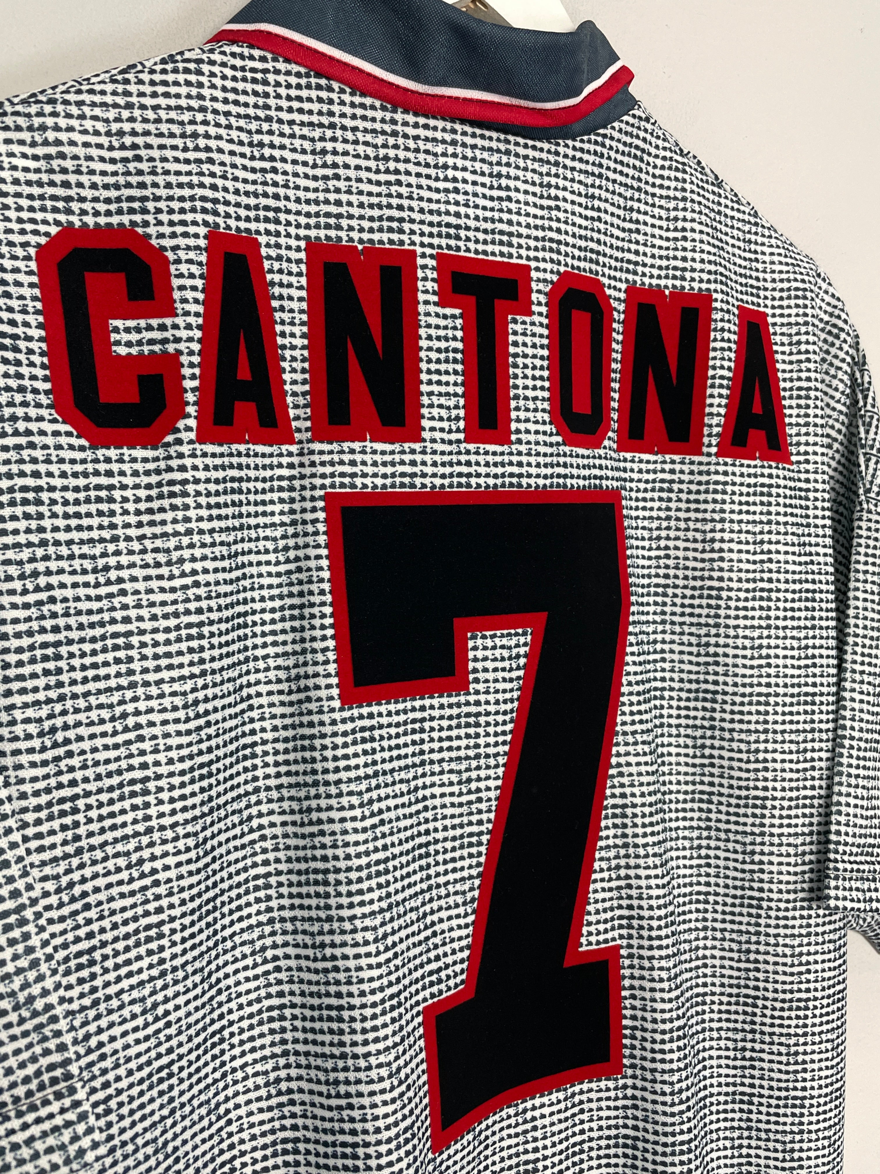 Shop 1995/96 MANCHESTER UNITED CANTONA #7 *BNWT* AWAY SHIRT (XL) UMBRO, classic football shirts, vintage football shirts & retro soccer jerseys at Cult Kits