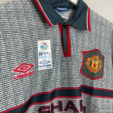 Shop 1995/96 MANCHESTER UNITED CANTONA #7 *BNWT* AWAY SHIRT (XL) UMBRO, classic football shirts, vintage football shirts & retro soccer jerseys at Cult Kits