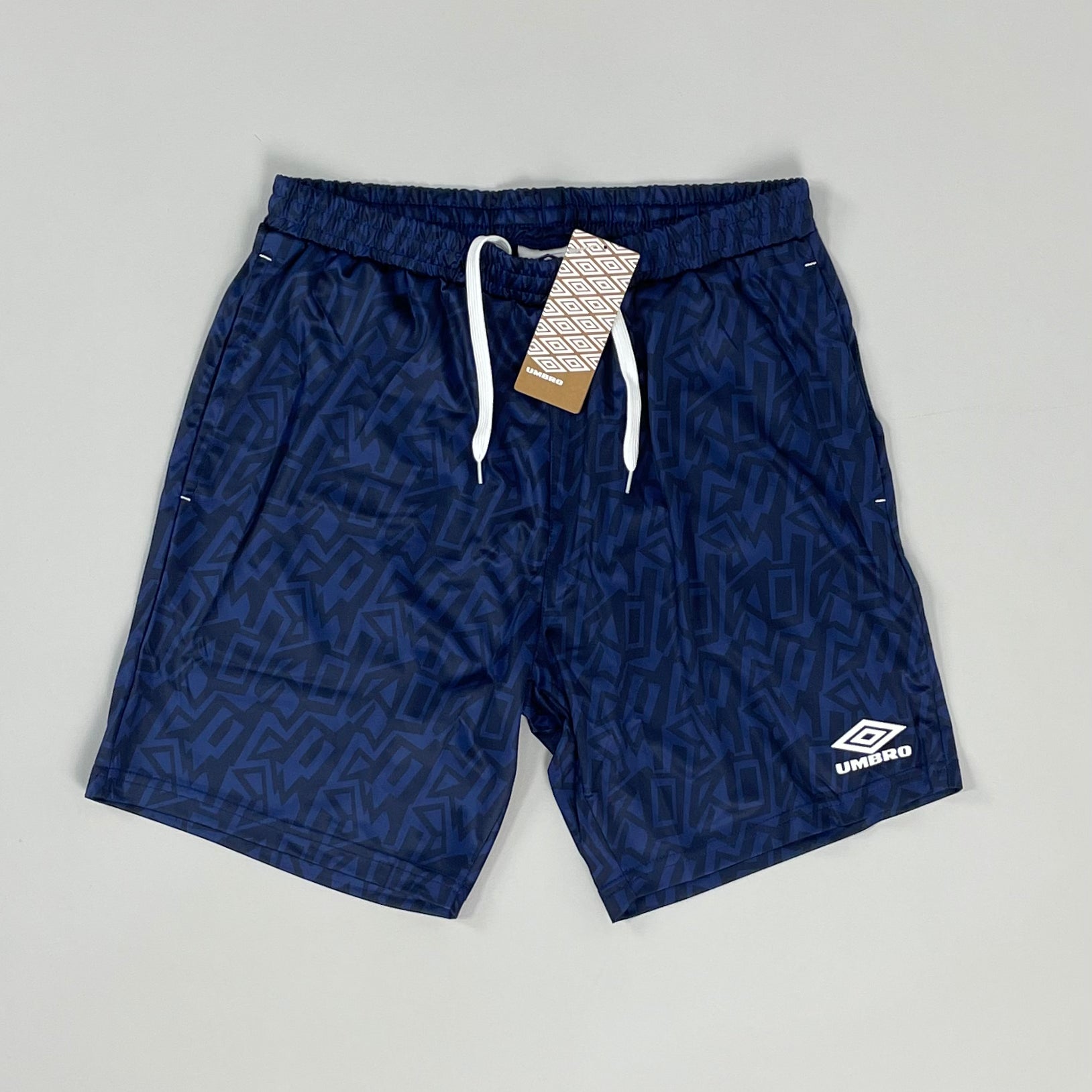 Shop UMBRO *BNWT* NAVY GRAFFITI SHORTS (MULTIPLE SIZES) WITH POCKETS, classic football shirts, vintage football shirts & retro soccer jerseys at Cult Kits