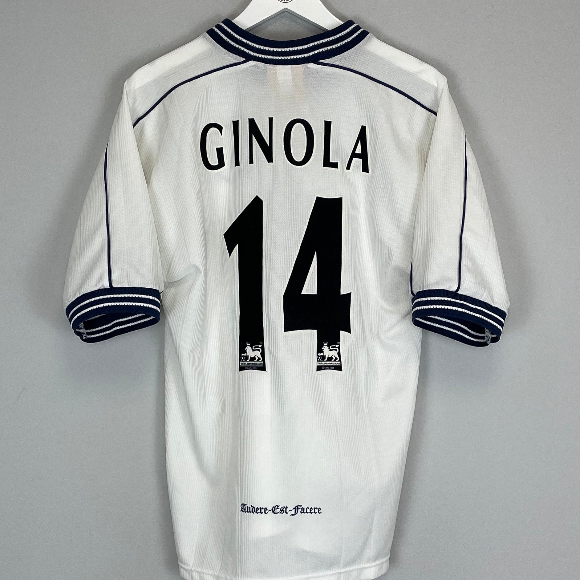 Shop 1997/99 TOTTENHAM GINOLA #14 HOME SHIRT (M) PONY, classic football shirts, vintage football shirts & retro soccer jerseys at Cult Kits