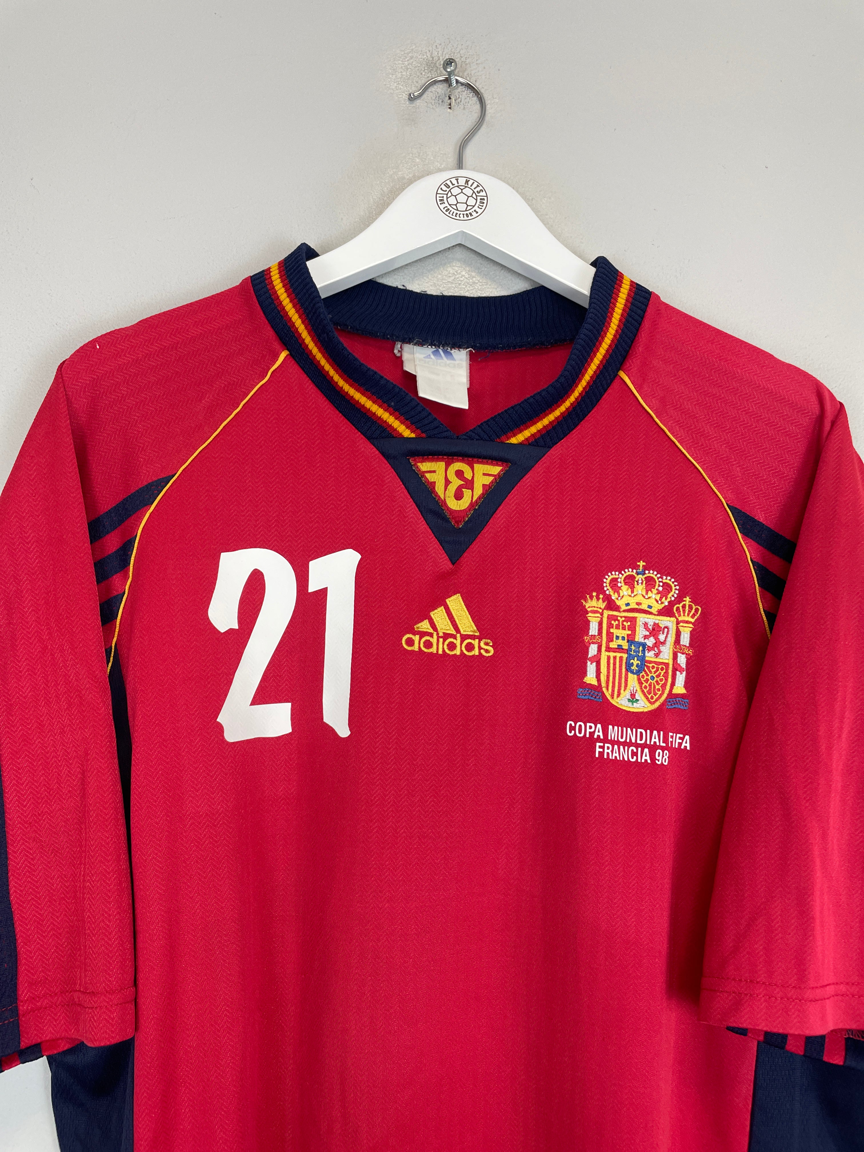 Shop 1998/99 SPAIN LUIS ENRIQUE #21 HOME SHIRT (L) ADIDAS, classic football shirts, vintage football shirts & retro soccer jerseys at Cult Kits