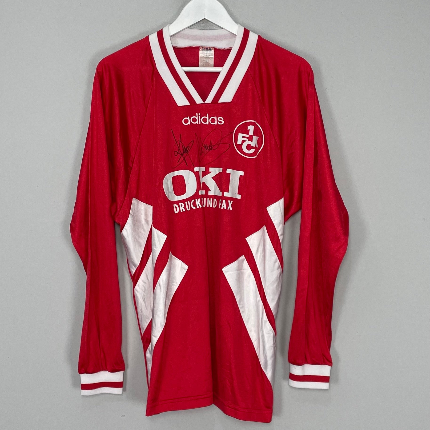 Shop 1994/95 KAISERSLAUTERN KADLEC #5 *SIGNED* L/S HOME SHIRT (L) ADIDAS, classic football shirts, vintage football shirts & retro soccer jerseys at Cult Kits