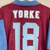 1995/97 ASTON VILLA YORKE #18 *MINT* HOME SHIRT (XL) REEBOK