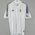 Shop 2001/02 REAL MADRID ZIDANE #5 *CENTENARY* C/L HOME SHIRT (M) ADIDAS, classic football shirts, vintage football shirts & retro soccer jerseys at Cult Kits