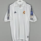 Shop 2001/02 REAL MADRID ZIDANE #5 *CENTENARY* C/L HOME SHIRT (M) ADIDAS, classic football shirts, vintage football shirts & retro soccer jerseys at Cult Kits