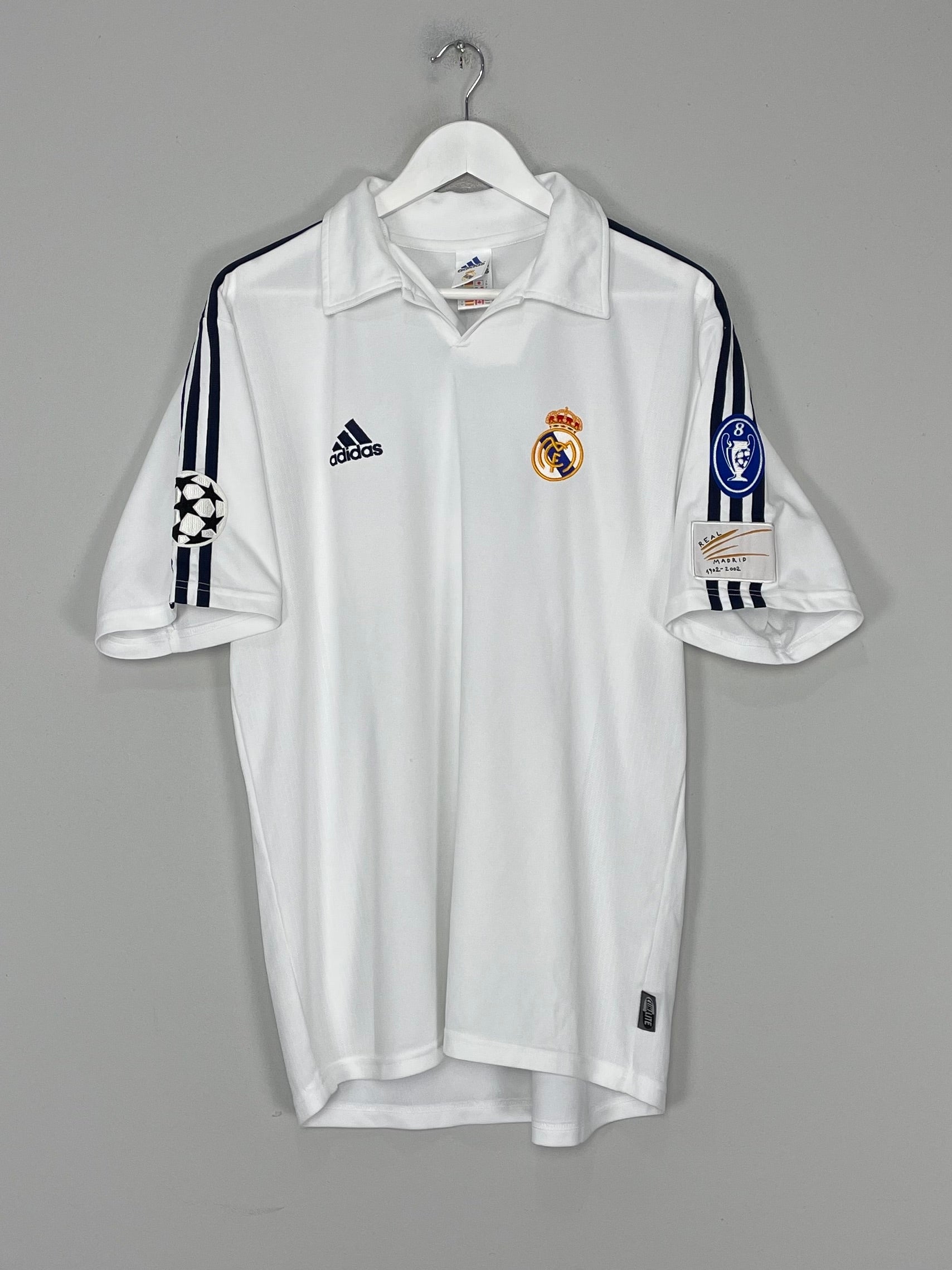 Shop 2001/02 REAL MADRID ZIDANE #5 *CENTENARY* C/L HOME SHIRT (M) ADIDAS, classic football shirts, vintage football shirts & retro soccer jerseys at Cult Kits