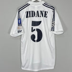 Shop 2001/02 REAL MADRID ZIDANE #5 *CENTENARY* C/L HOME SHIRT (M) ADIDAS, classic football shirts, vintage football shirts & retro soccer jerseys at Cult Kits
