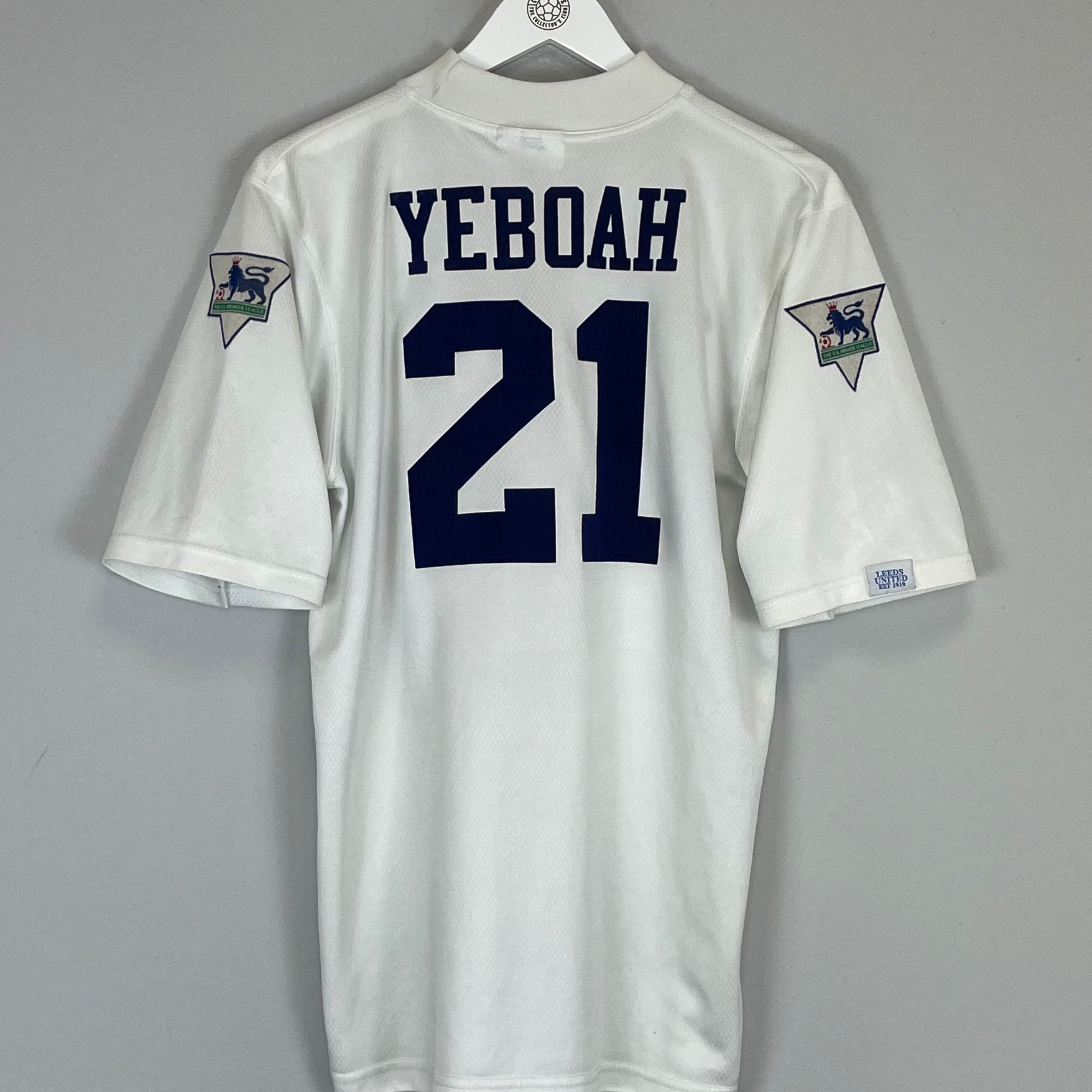 Shop 1995/96 LEEDS UNITED YEBOAH #21 HOME SHIRT (M) ASICS, classic football shirts, vintage football shirts & retro soccer jerseys at Cult Kits