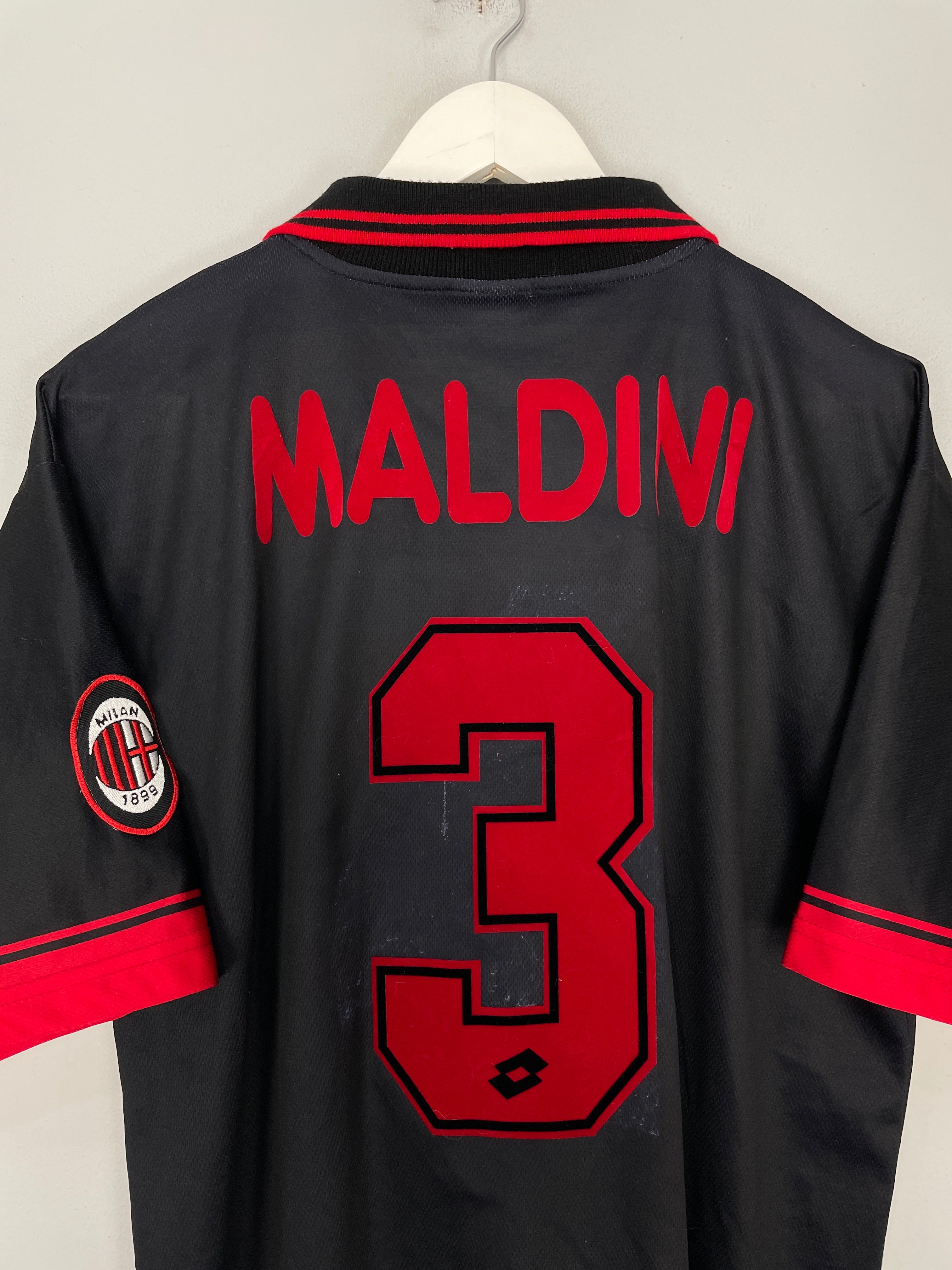 Shop 1996/97 AC MILAN MALDINI #3 THIRD SHIRT (L) LOTTO, classic football shirts, vintage football shirts & retro soccer jerseys at Cult Kits
