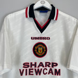 Shop 1996/97 MANCHESTER UNITED CANTONA #7 AWAY SHIRT (XL) UMBRO, classic football shirts, vintage football shirts & retro soccer jerseys at Cult Kits