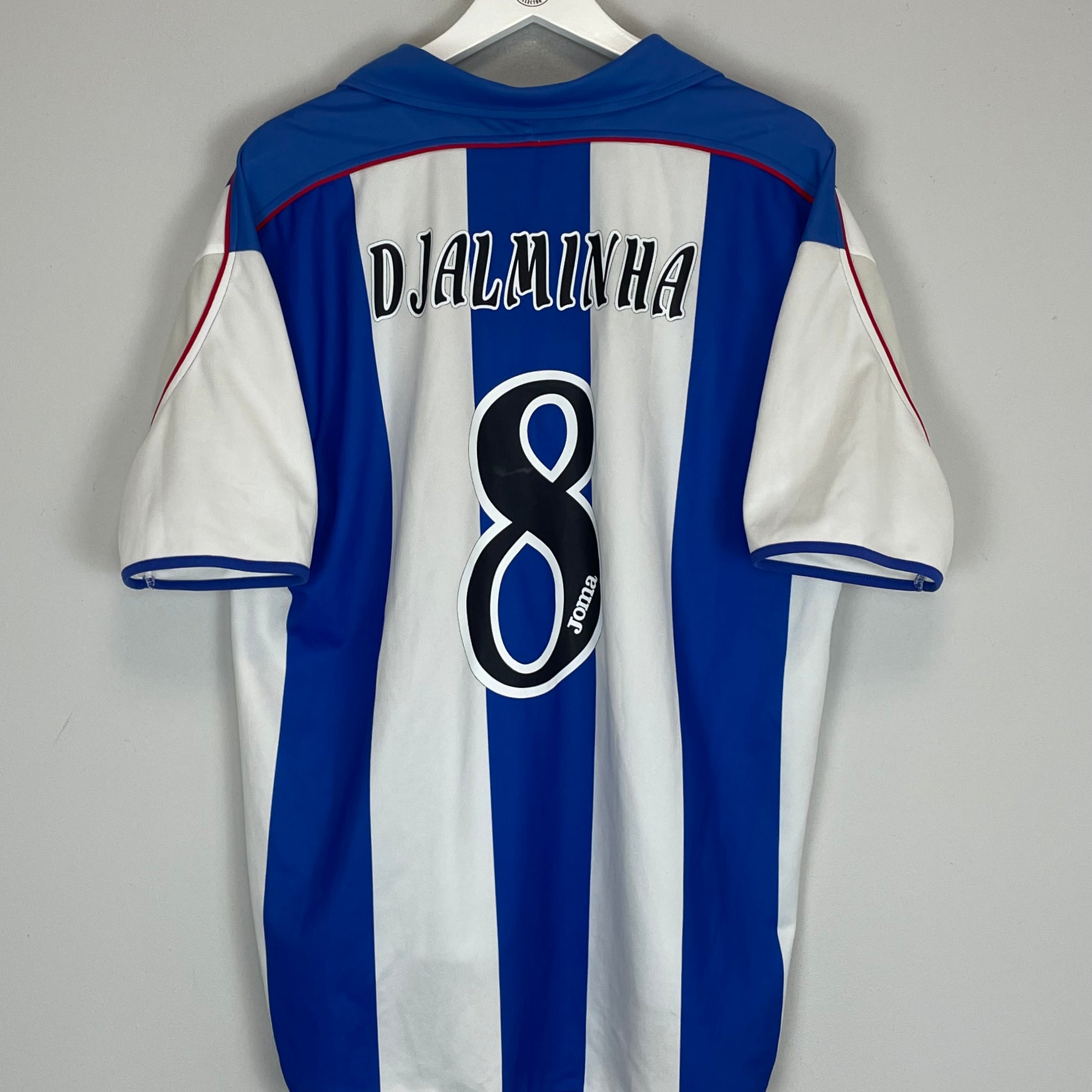 Shop 2001/02 DEPORTIVO LA CORUNA DJALMINHA #8 HOME SHIRT (M) JOMA, classic football shirts, vintage football shirts & retro soccer jerseys at Cult Kits