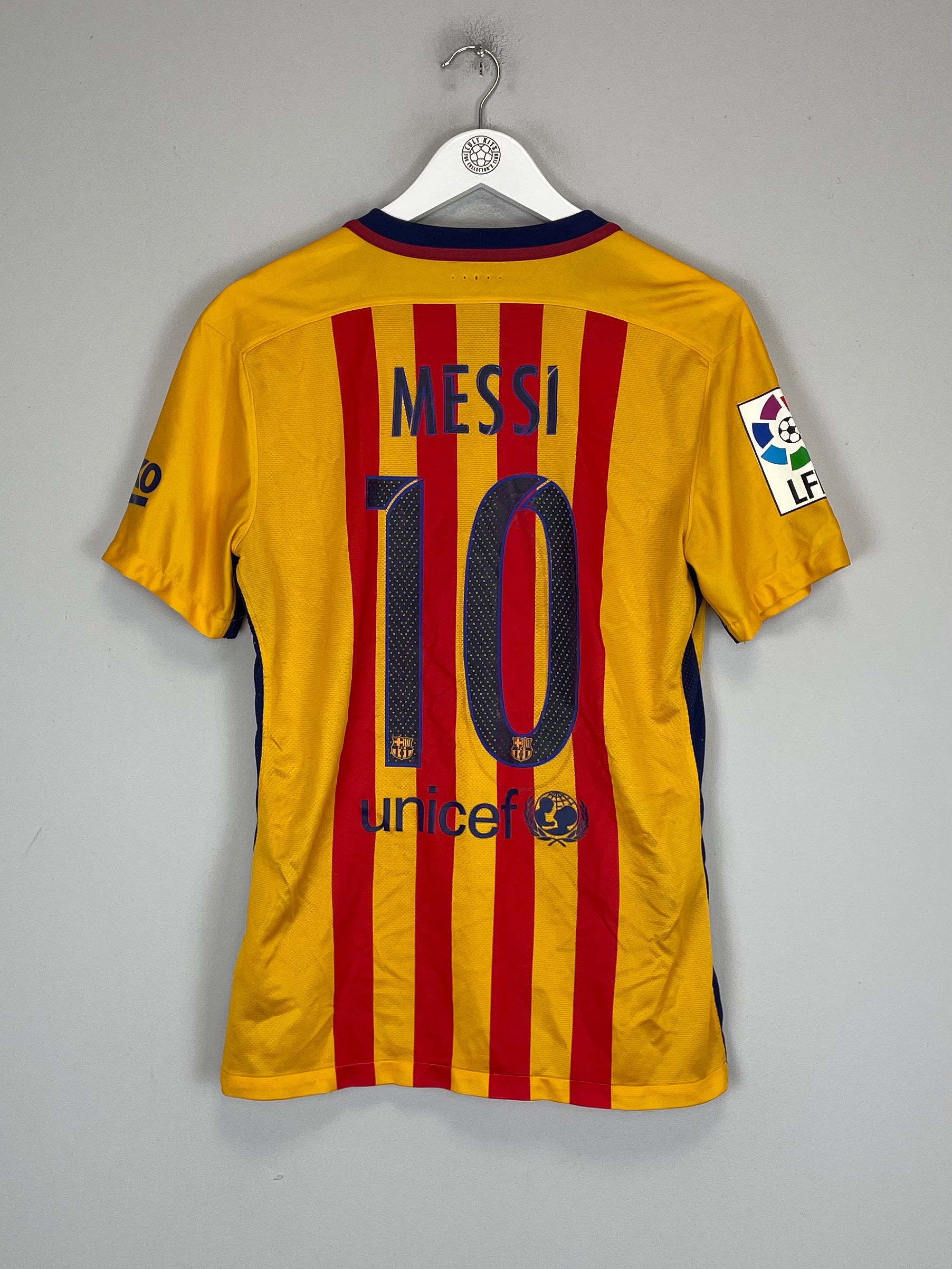 Shop 2015/16 BARCELONA MESSI #10 *AUTHENTIC* AWAY SHIRT (M) NIKE, classic football shirts, vintage football shirts & retro soccer jerseys at Cult Kits