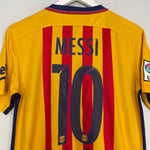 Shop 2015/16 BARCELONA MESSI #10 AWAY SHIRT (M) NIKE, classic football shirts, vintage football shirts & retro soccer jerseys at Cult Kits