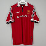 Shop 1998/00 MANCHESTER UNITED BECKHAM #7 HOME SHIRT (XL) UMBRO, classic football shirts, vintage football shirts & retro soccer jerseys at Cult Kits
