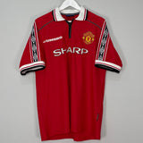 Shop 1998/00 MANCHESTER UNITED BECKHAM #7 HOME SHIRT (XL) UMBRO, classic football shirts, vintage football shirts & retro soccer jerseys at Cult Kits