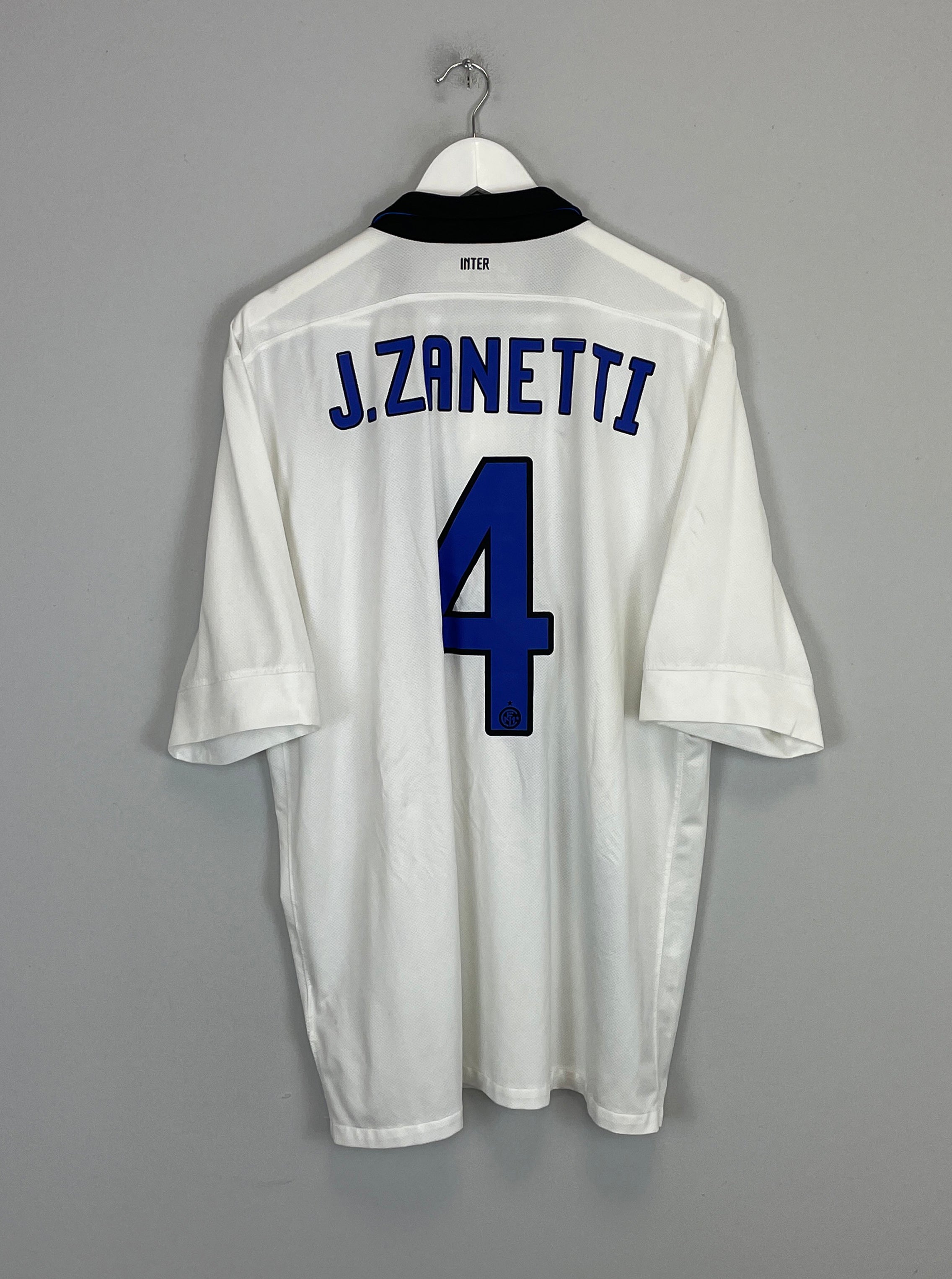 Shop 2011/12 INTER MILAN J.ZANETTI #4 AWAY SHIRT (XL) NIKE, classic football shirts, vintage football shirts & retro soccer jerseys at Cult Kits