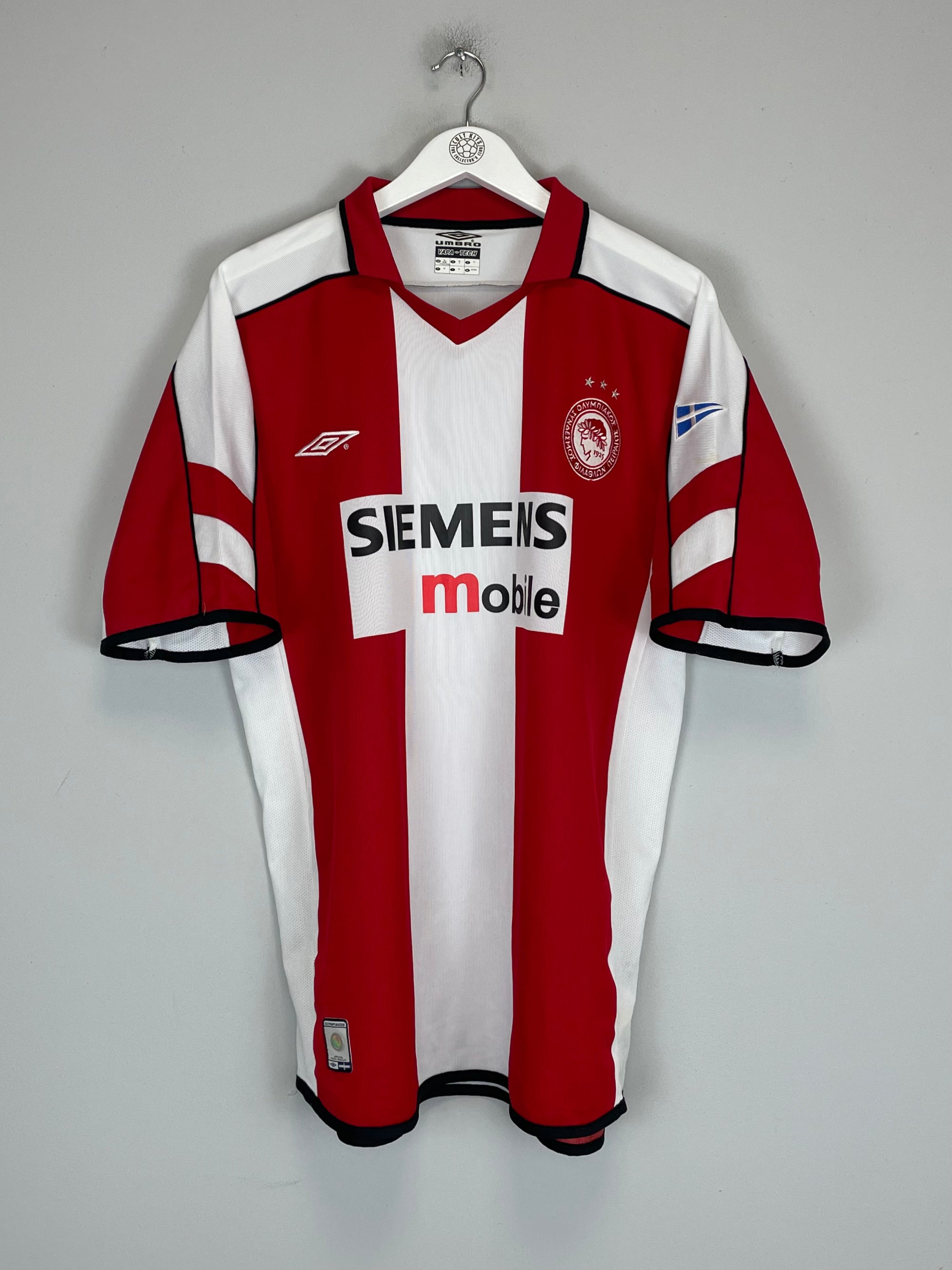 Shop 2003/04 OLYMPIACOS DJORDEVIC #11 HOME SHIRT (XL) UMBRO, classic football shirts, vintage football shirts & retro soccer jerseys at Cult Kits