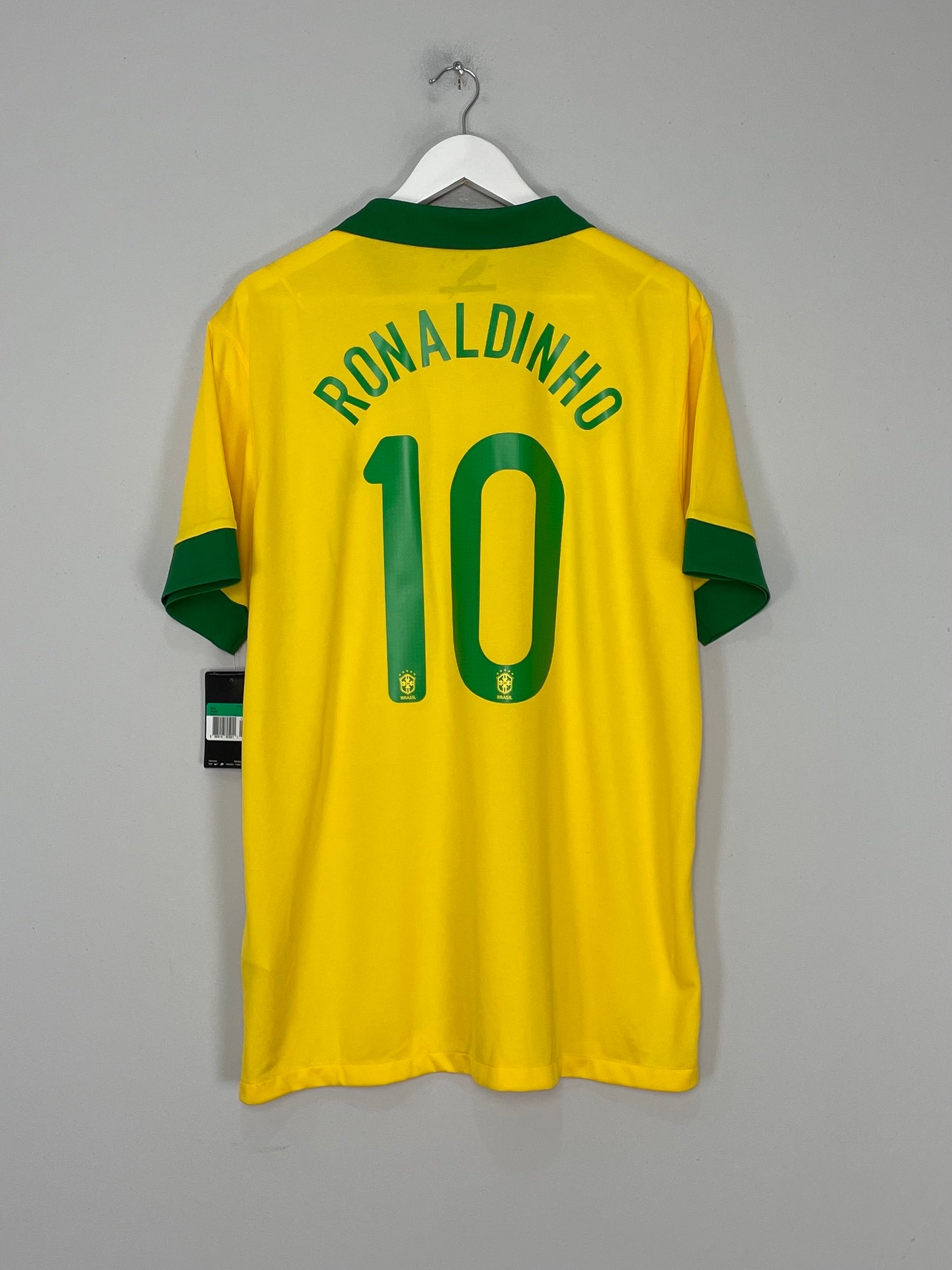 Shop 2013/14 BRAZIL RONALDINHO #10 *BNWT* HOME SHIRT (XL) NIKE, classic football shirts, vintage football shirts & retro soccer jerseys at Cult Kits