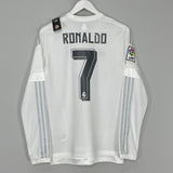 Shop 2015/16 REAL MADRID RONALDO #7 *BNWT* L/S HOME SHIRT (L) ADIDAS, classic football shirts, vintage football shirts & retro soccer jerseys at Cult Kits