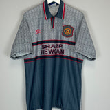 1995/96 MANCHESTER UNITED CANTONA #7 AWAY SHIRT (XL) UMBRO