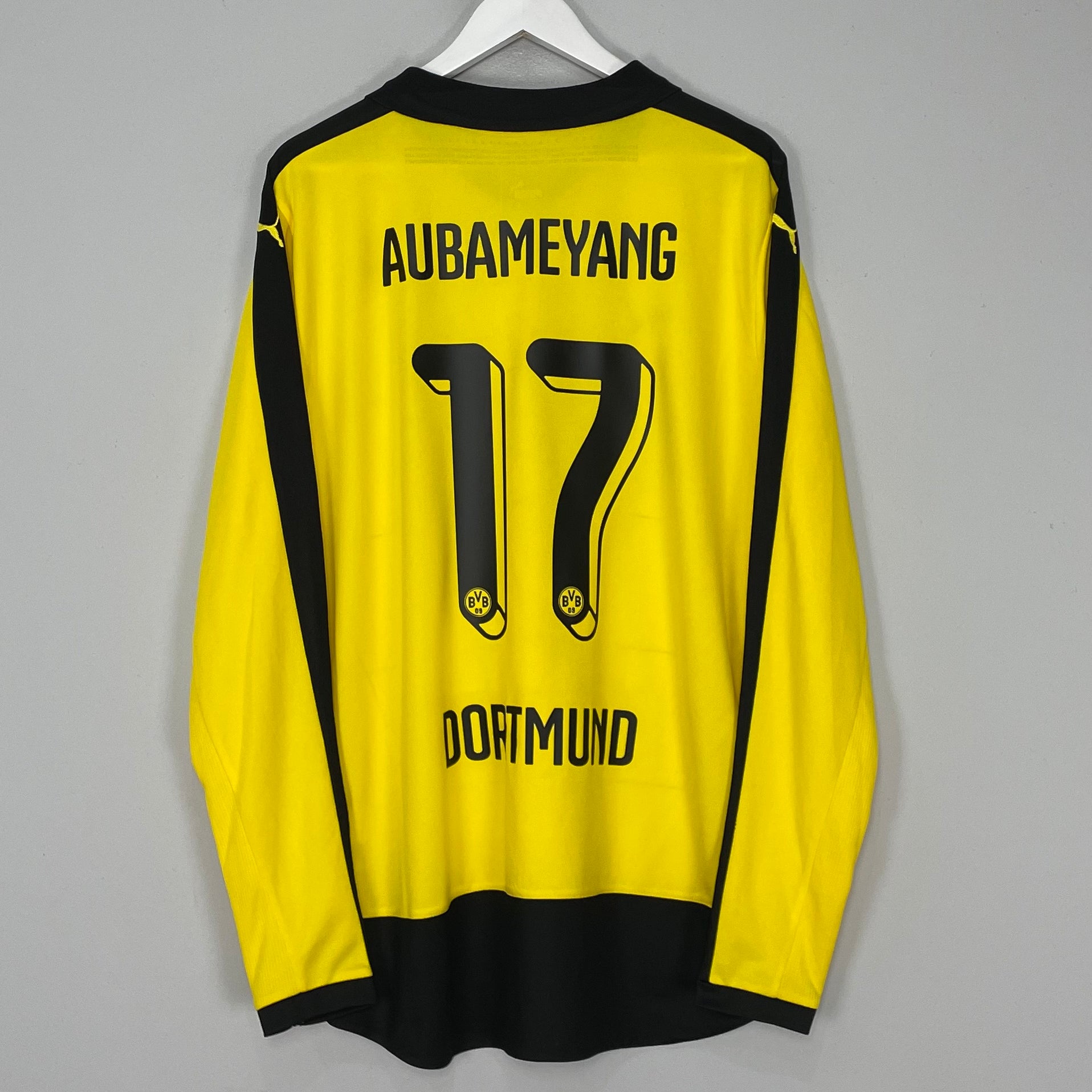 Shop 2015/16 DORTMUND AUBAMEYANG #17 L/S HOME SHIRT (XL) PUMA, classic football shirts, vintage football shirts & retro soccer jerseys at Cult Kits