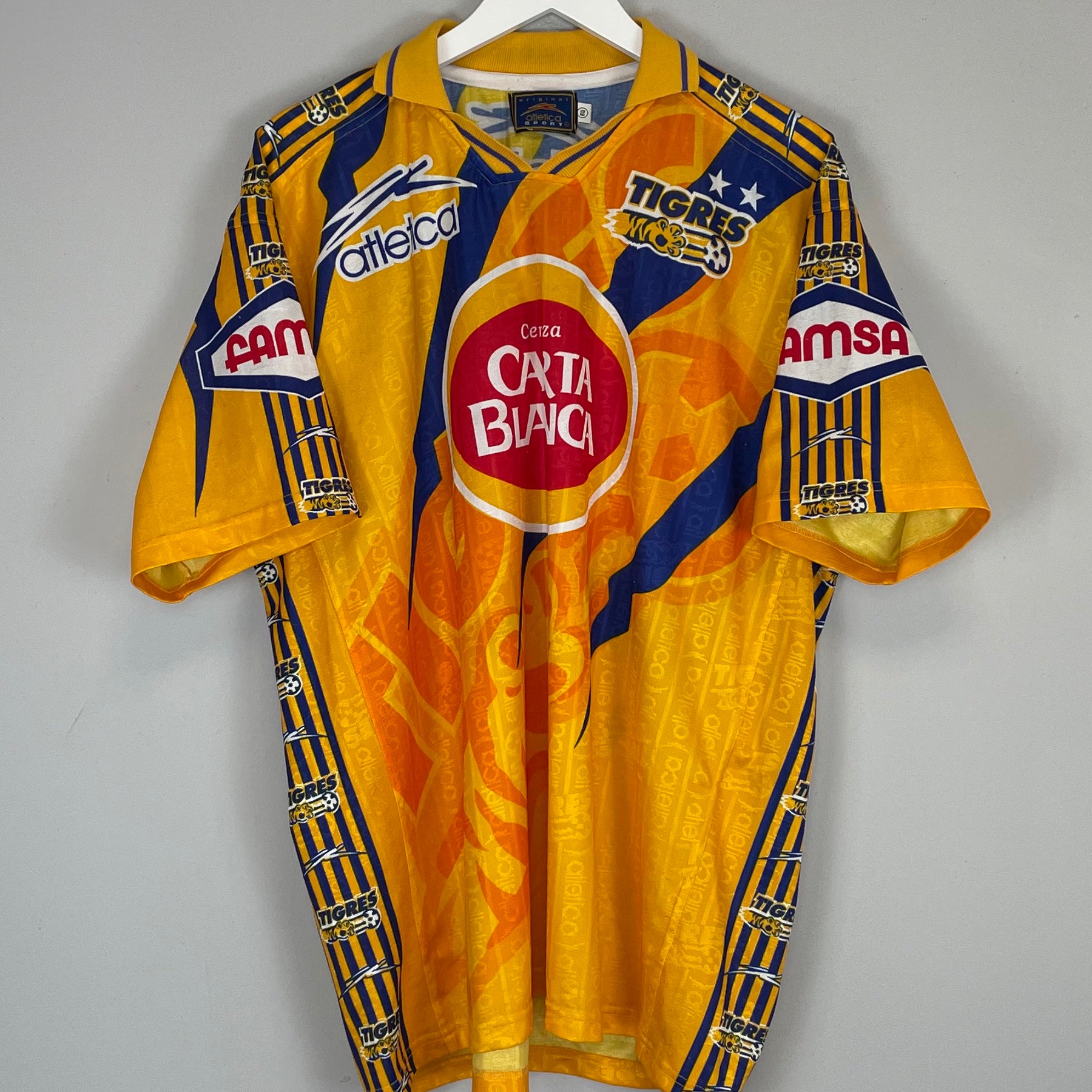Shop 1997/98 TIGRES HOME SHIRT (XL) ATLETICA, classic football shirts, vintage football shirts & retro soccer jerseys at Cult Kits