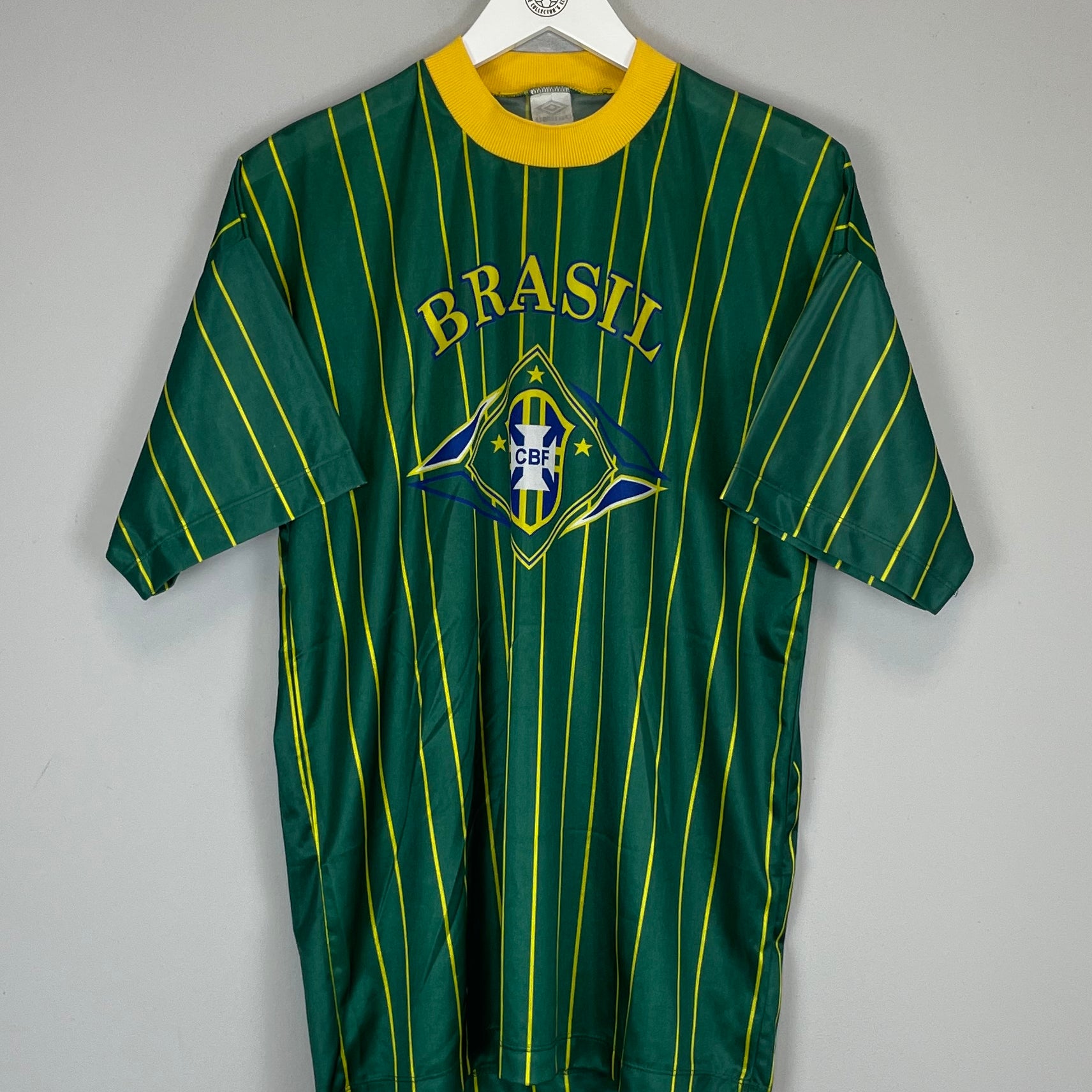 Shop 1993 BRAZIL TRAINING SHIRT (L) UMBRO, classic football shirts, vintage football shirts & retro soccer jerseys at Cult Kits
