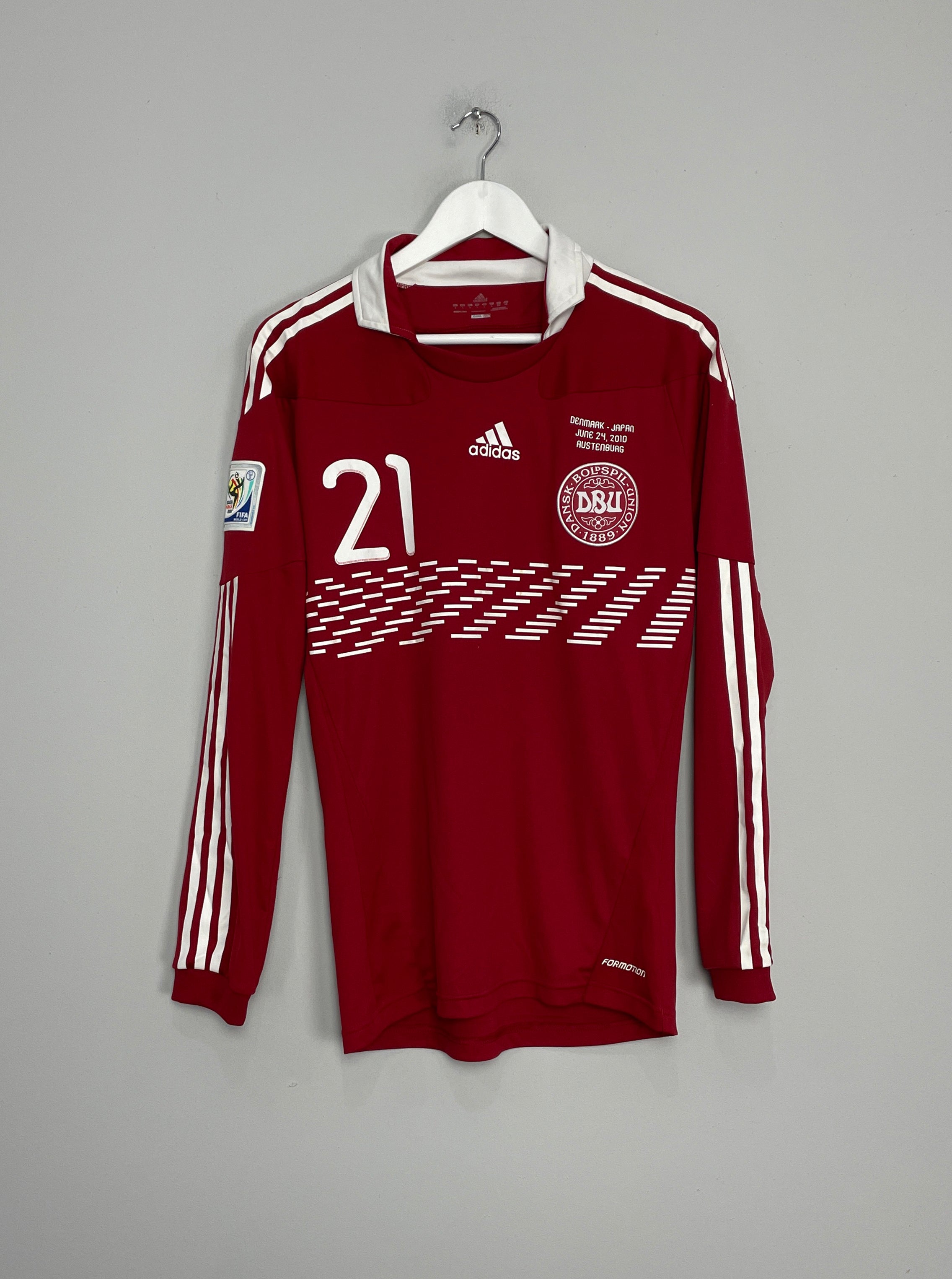 Shop 2010/11 DENMARK ERIKSEN #21 *MATCH ISSUE* HOME SHIRT (L) ADIDAS, classic football shirts, vintage football shirts & retro soccer jerseys at Cult Kits